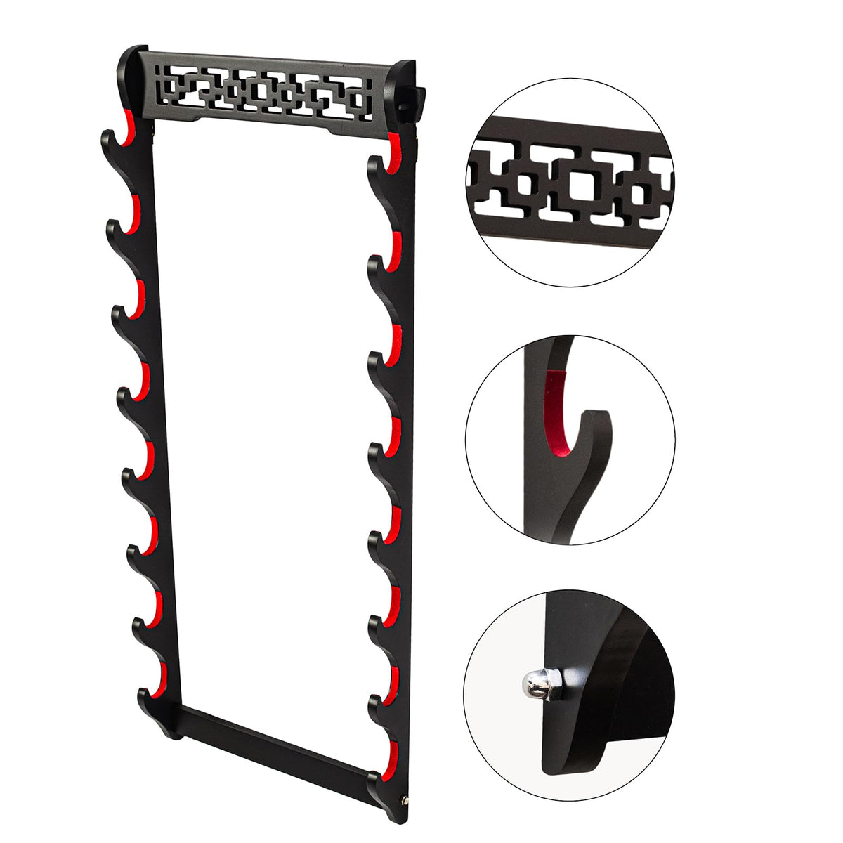 FOXSMZZ Sword Holder Wall Mount Samurai Sword Stand Display Katana Wakizashi Tanto Wall Hanger Sword Rack Five Layer (8-Tier)