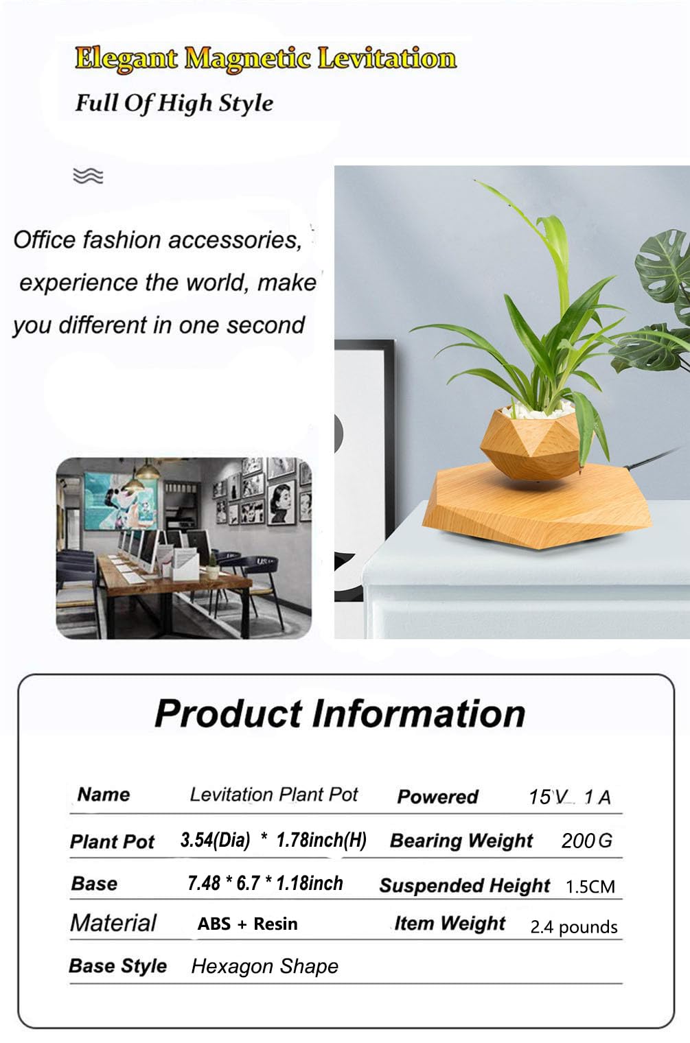 Kiko-ershaa Levitation Plant Pot Floating Air Bonsai Pot Suspension Flower Pot Planter for Desk Decoration