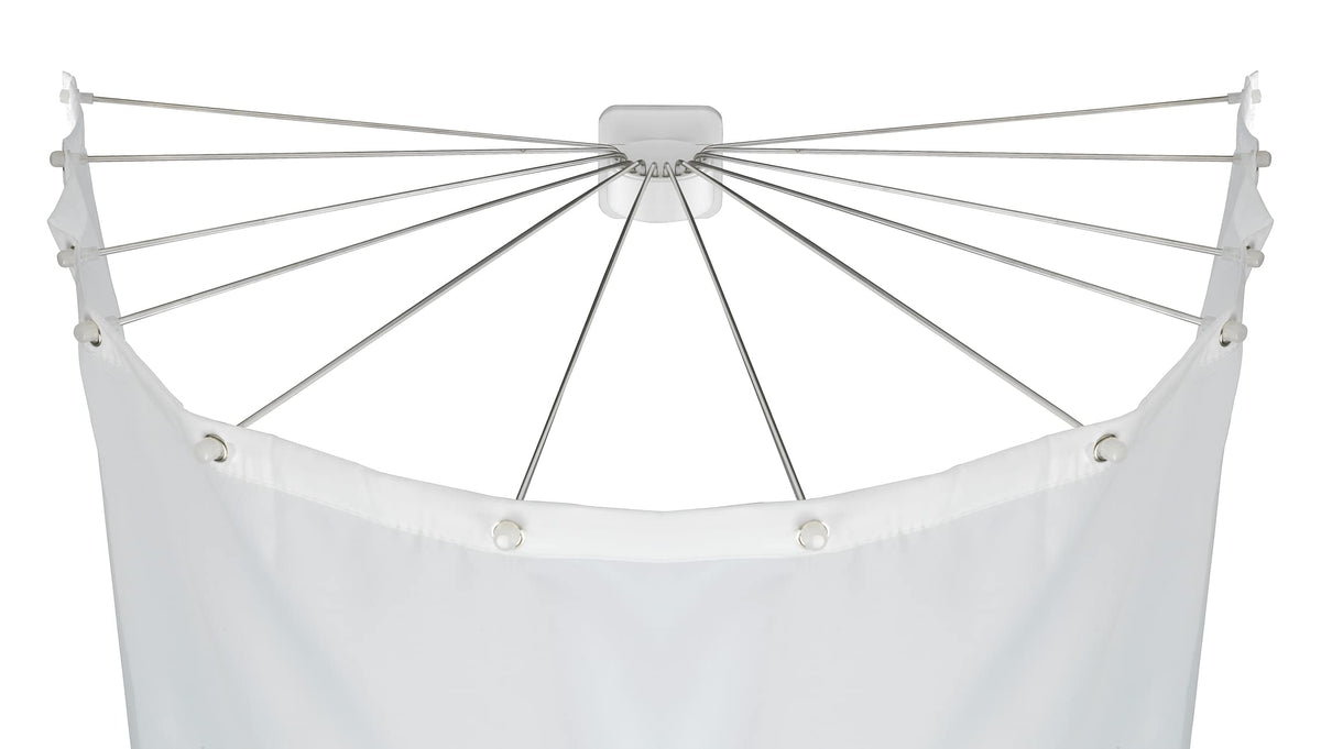WENKO Shower Screen with Stainless Steel 12 Arms Shower Spider Shower Curtain Holder 96 x 10.5 x 72 cm White