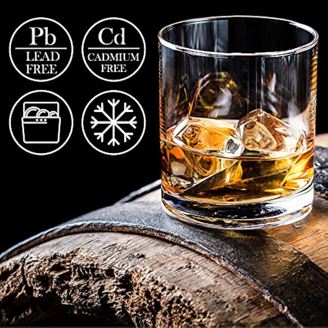 CRYSTALIA Luxury Whiskey Glasses Set of 6, 100% 305ml Heavy Base Tumbler Glasses, Old Fashioned, Bar Drinking Glasses for Whiskey and Irish Whisky