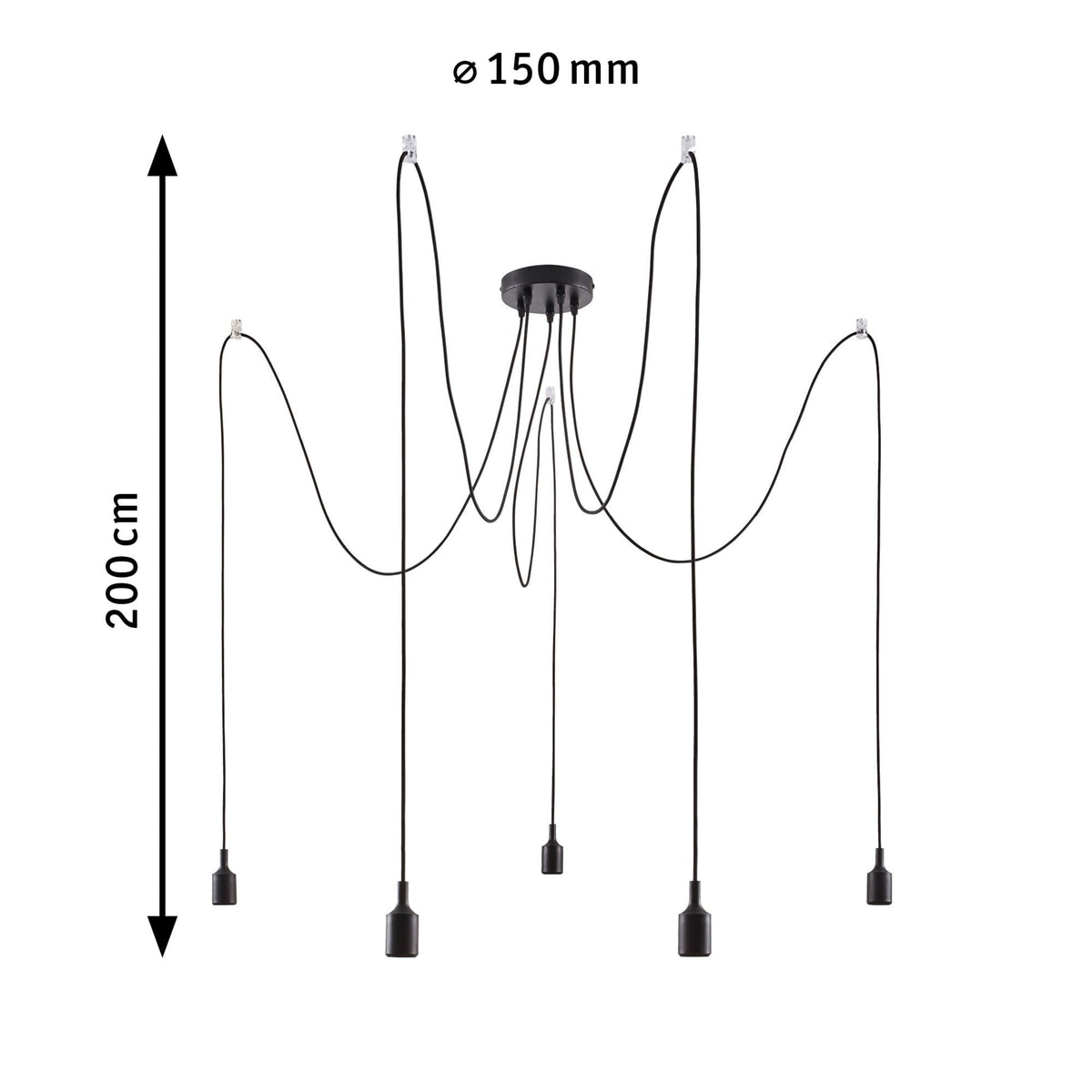 Paulmann 50389 Ketil Neordic Pendant luminaire 5-lamp Sputnik max. 5x20 watts Pendant lamp Black Ceiling lamp Silicone, Metal Pendant luminaire E27