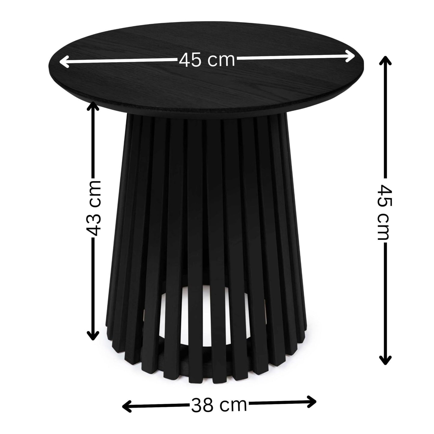 Julian Bowen Ollie Slatted End Table, Black - H45 x W45cm