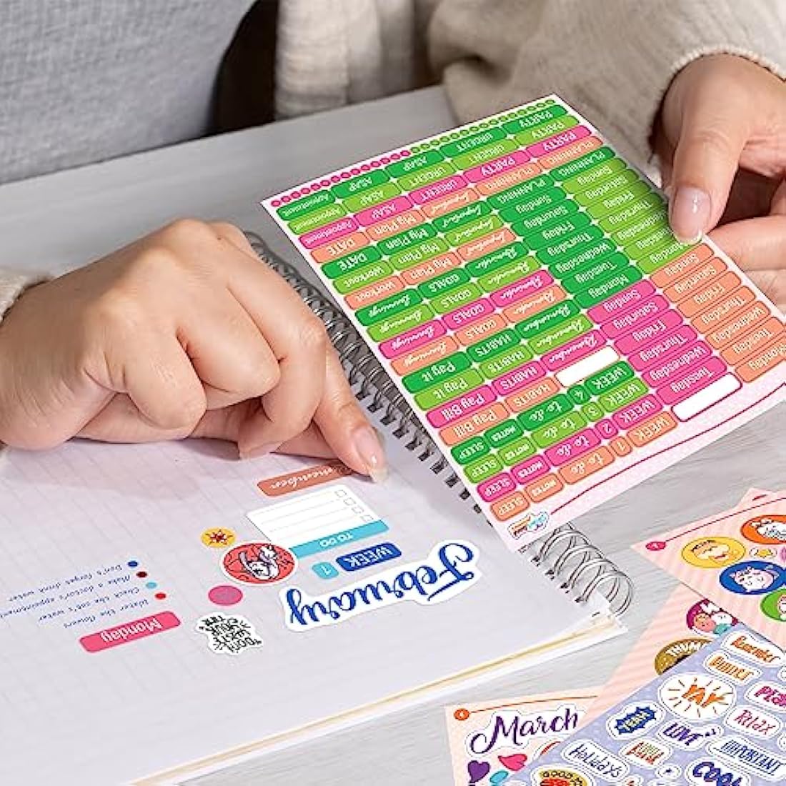 colortouch Sticker Set - 2500+ Pcs Monthly, Weekly, Daily Stickers - 32 Sheets Journal Sitckers Album for Planner, Organizer, Calendar, Album, Journal, Daily, Notebook, Bullet Journal, Homework