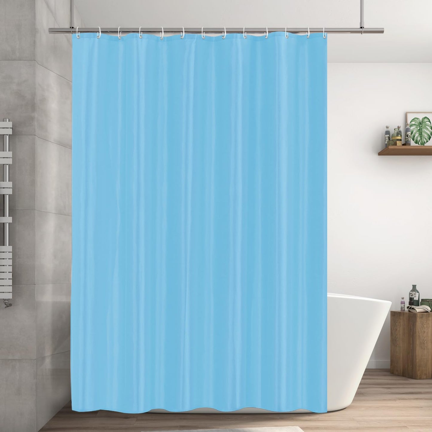 LUKDUNG 200 x 200 cm Polyester Textile Shower Curtain Anti-Mould for Bathroom, Curtain for Bathtub Shower Made of Fabric Waterproof Washable Shower