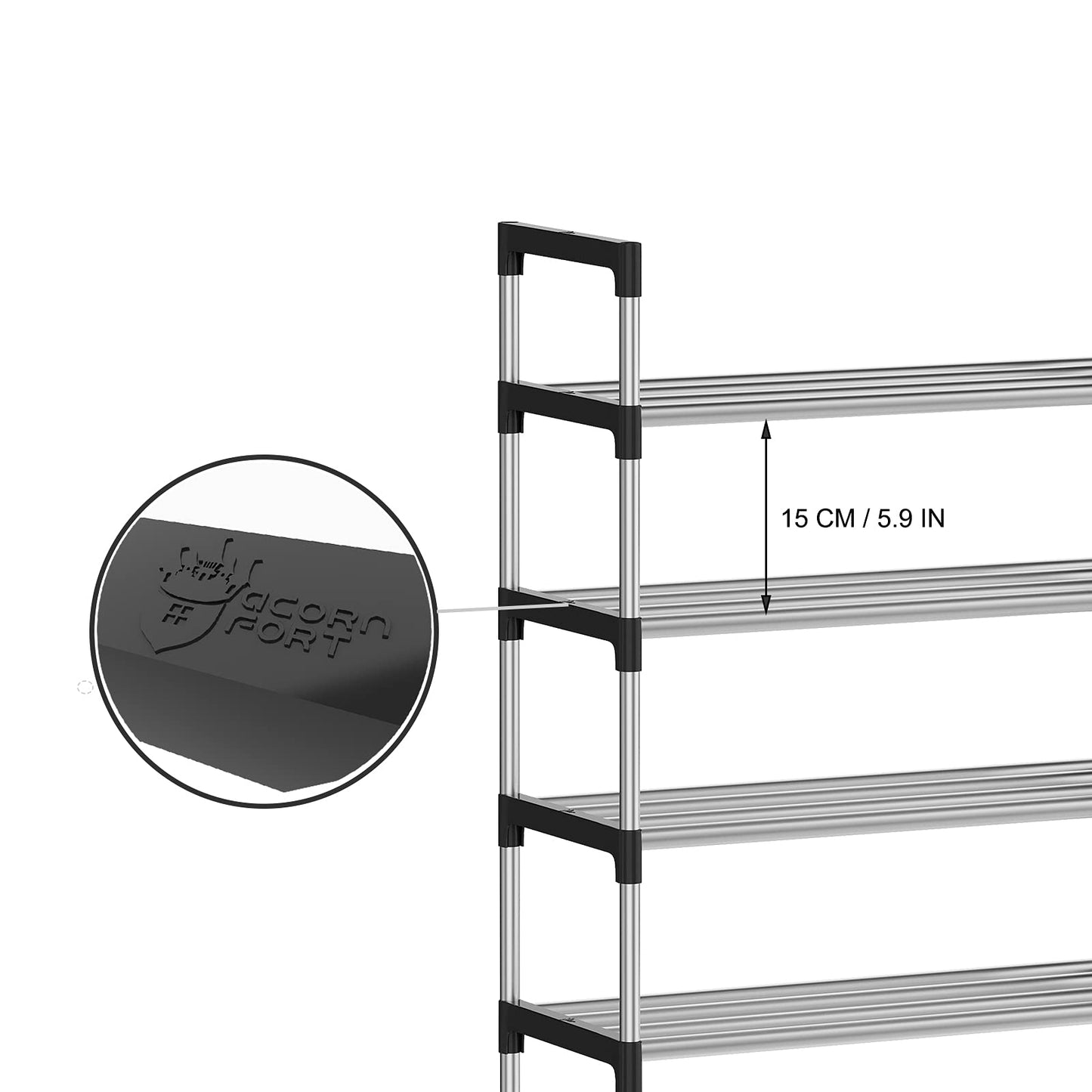 AcornFort® S-5 8 Tiers 24 Pairs Small Shoe Storage Rack Organiser Shelf Hold Stand (Silver)