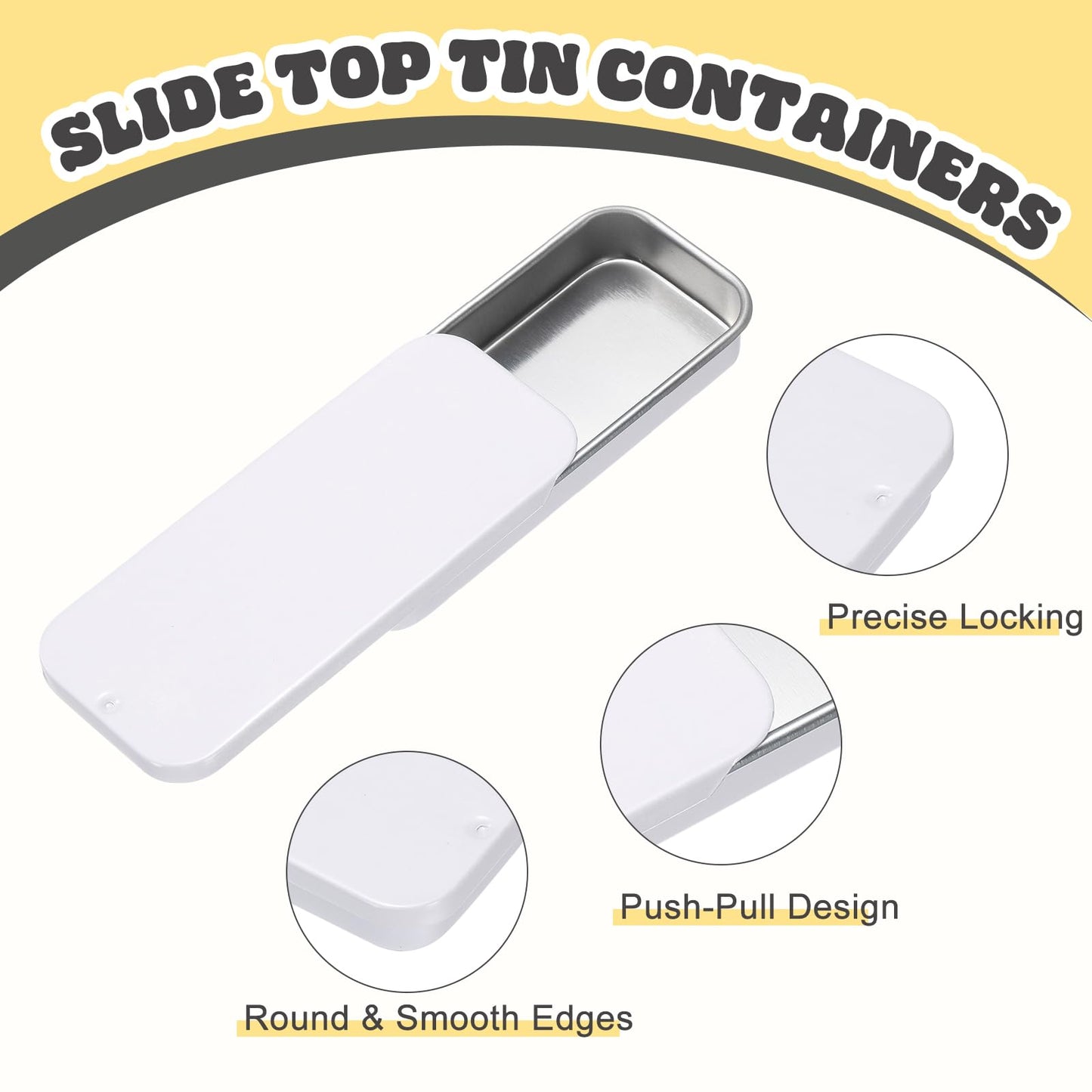 sourcing map 6Pcs Slide Top Tin Containers, Mini Metal Empty Tins Box with Sliding Lids, 3.1"x1.3"x0.4" Rectangular Storage Organizers for Lip Balm