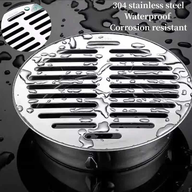 Cover 304 Stainless Steel Drain Filters, Removable Anti-Clogging Round Flat Grate Cover for Balconies, Sinks, and Gardens