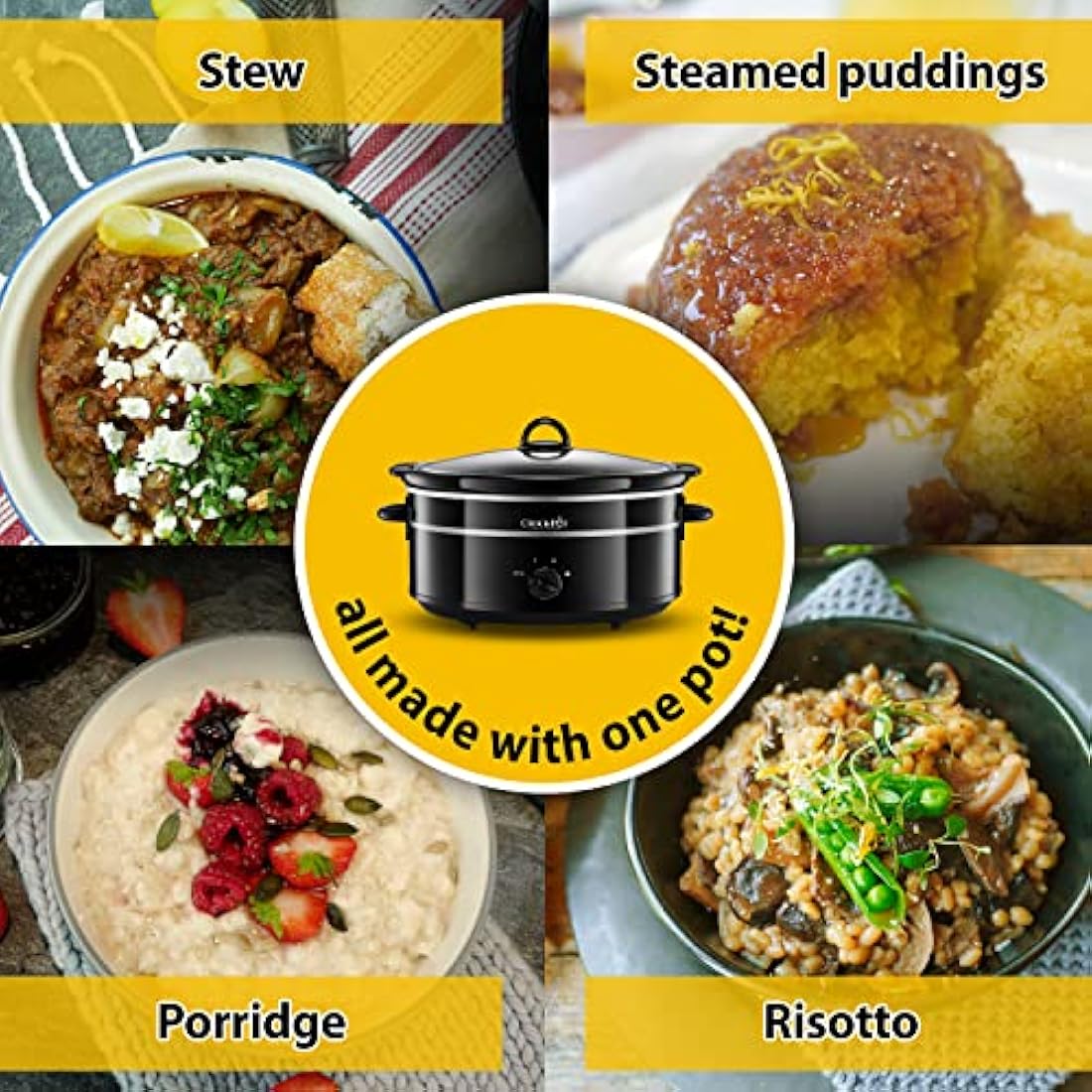 Crock-Pot Slow Cooker | Removable Easy-Clean Ceramic Bowl | 6.5 L (8+ People) | Black [SCV655B]