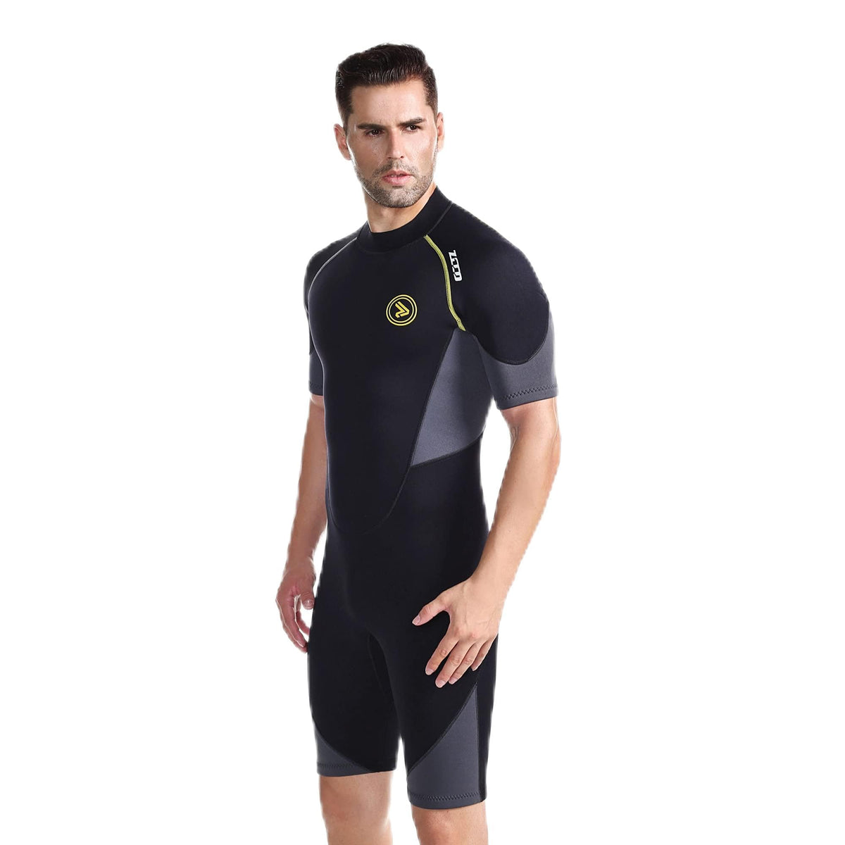 ZCCO Men's Shorty Wetsuits 1.5mm Premium Neoprene Back Zip Short Sleeve for Scuba Diving,Spearfishing,Snorkeling,Surfing (Medium)