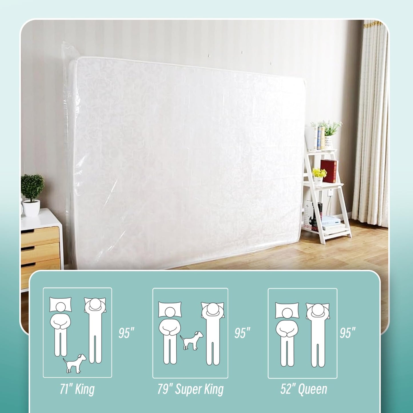 Double Mattress Bag for Moving and Storage,Mattress Protector Storage Bag,Waterproof Mattress Storage Bag,Heavy Duty, Reusable, Tearproof (Super King)