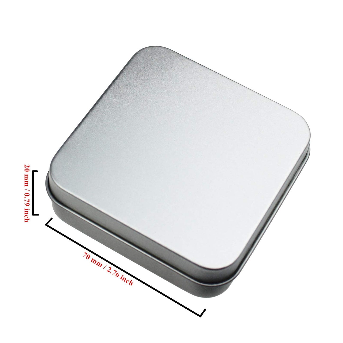 Goodma 12 Pieces Square Metal Empty Tins, Silver, 7 x 7 x 2 cm