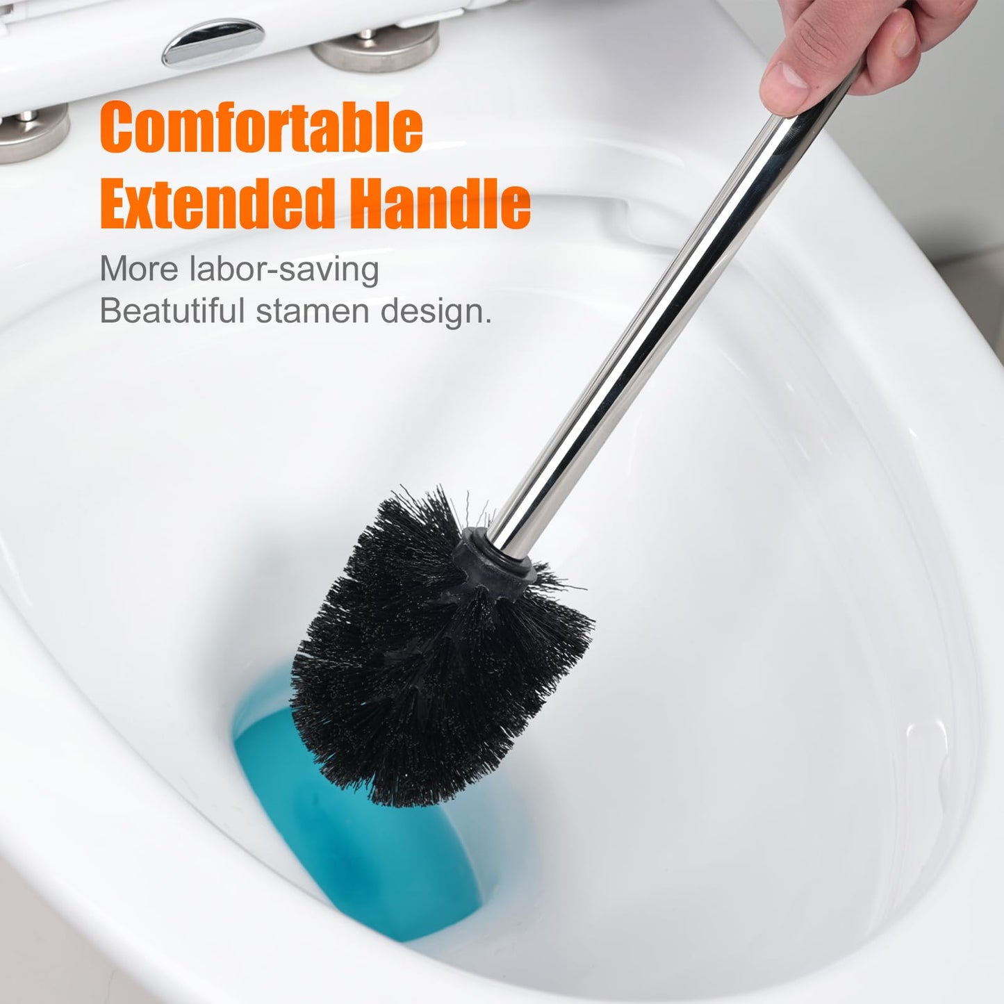 Ibergrif Black Toilet Brush 4PCS with Stainless Steel Handle M34155