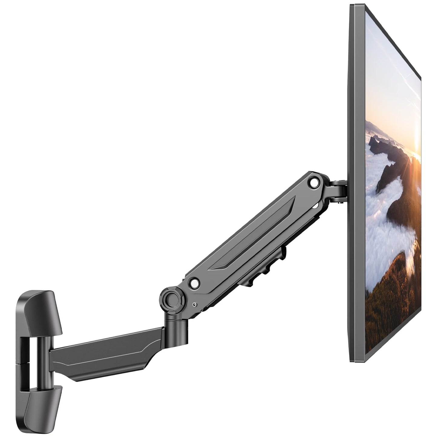 PUTORSEN Monitor Arm Wall Mount Bracket for 17-42 inch Screens, Height Adjustable Gas Spring Single Wall Monitor Mount, Tilt Swivel Rotate, Load 12KG,