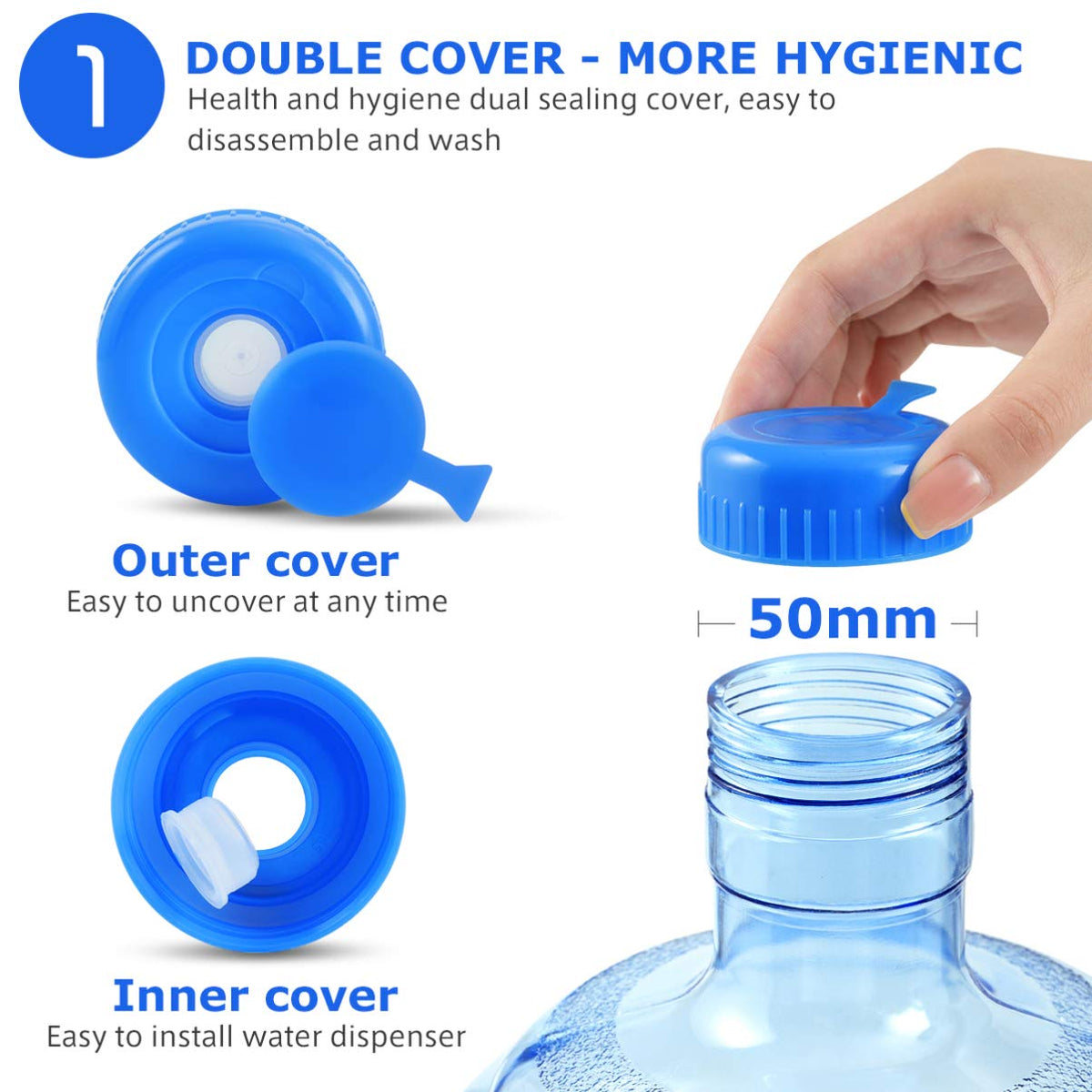 CLISPEED 5L Water Bottle With Screw Cap, Food Grade Mineral Water Bottle Jug Container Easy Grip Carry Handle for Sports Outdoor Travel Camping