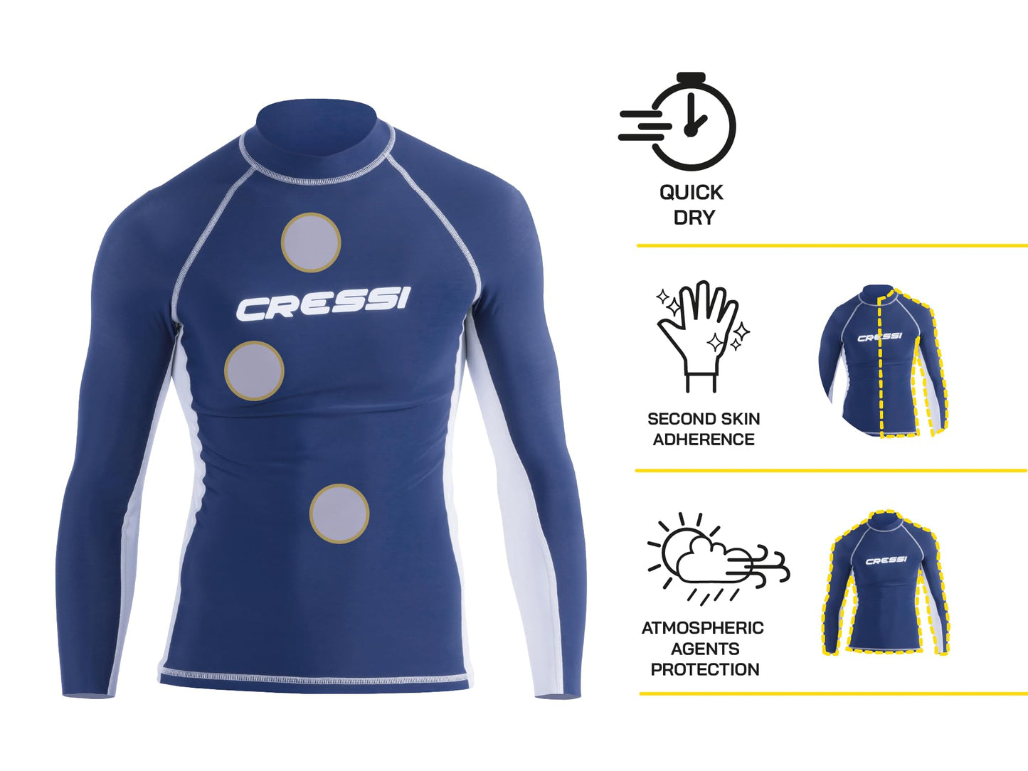 Cressi Men RASH GUARD MAN LONG SLEEVE Rash Guard - Black, XXL/6 (56)