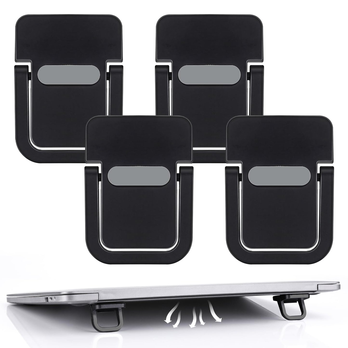 Bewudy 4 Pcs Portable Keyboard Riser, Self-Adhesive Mini Laptop Stand Invisible Computer Keyboard Stand for Desk