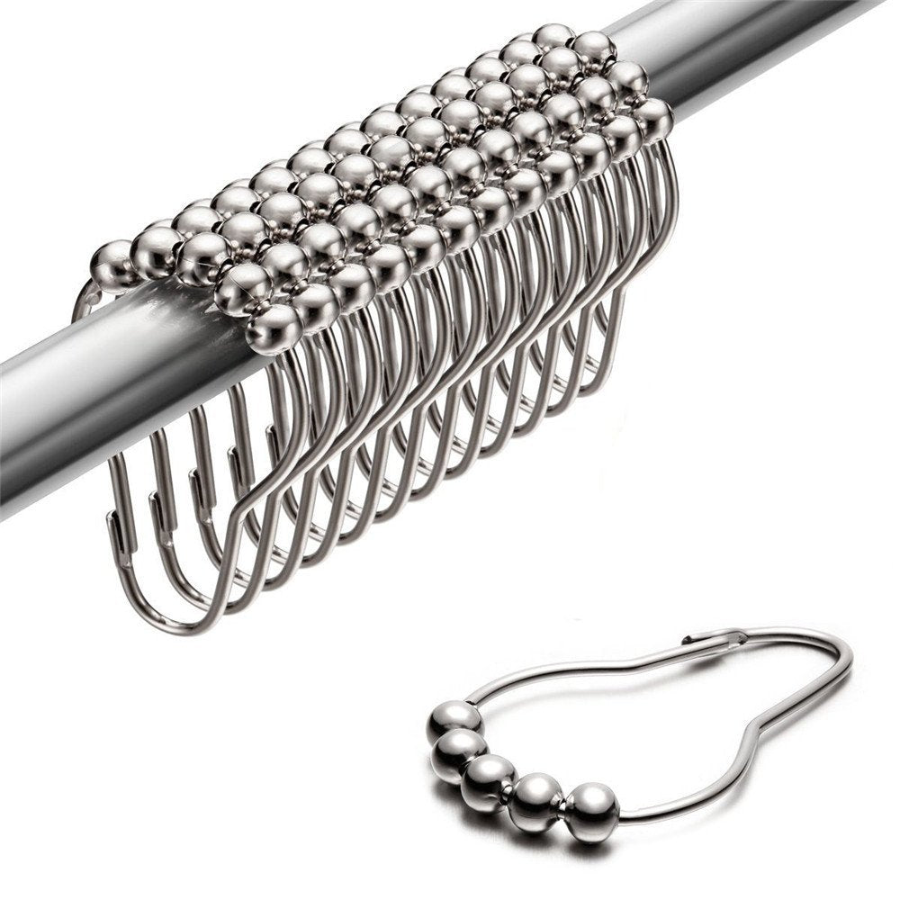 Uigos Shower Curtain Hooks Rings, Rust-Resistant Shower Curtain Hooks Rings for Bathroom Shower Rods Shower Hooks for Curtain - Set of 12, Chrome