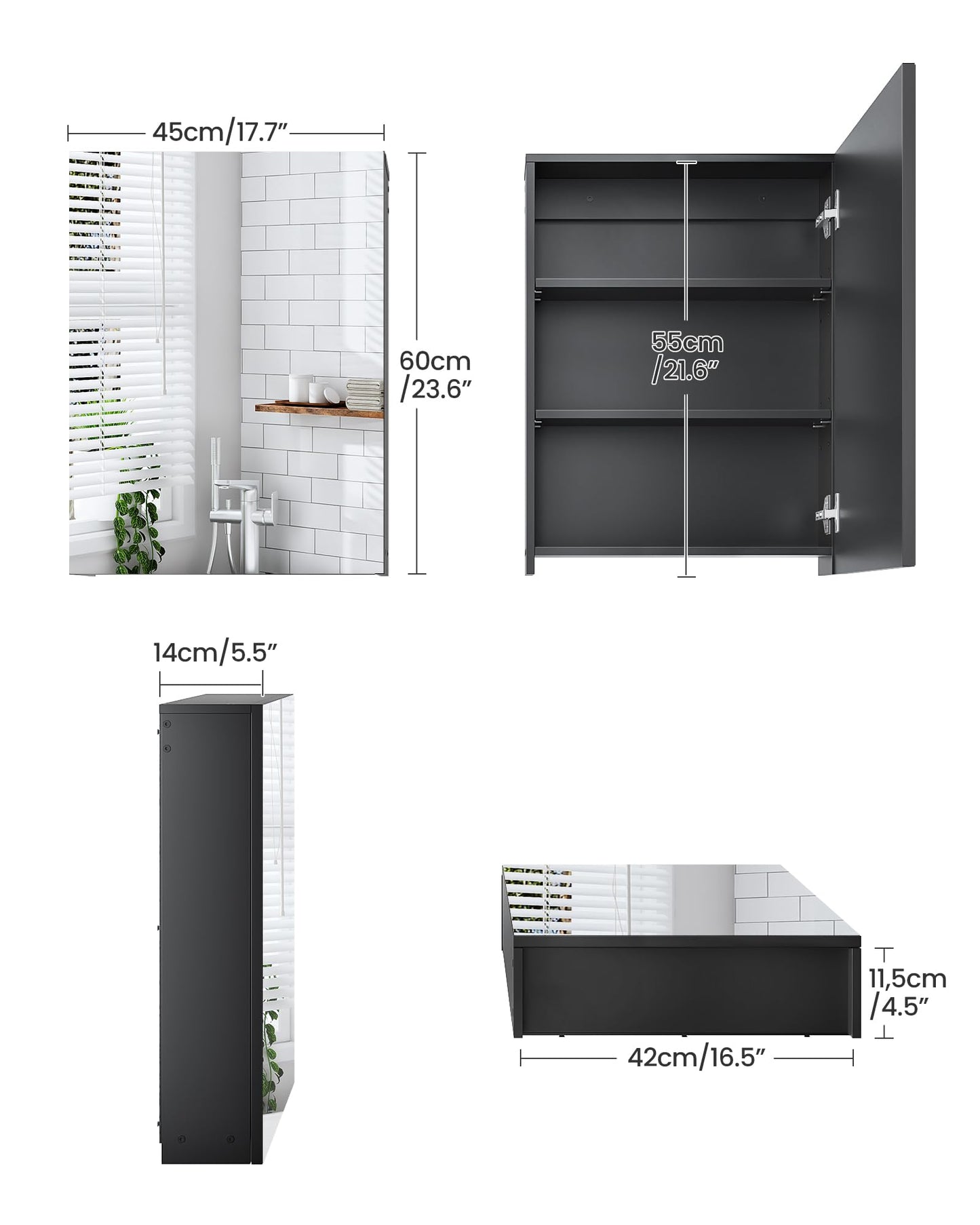 CHOEZON Bathroom Medicine Mirror Cabinet, Wall-Mounted Bathroom Vanity with Mirror, Medicine Cabinet with Storage Function, Hanging Storage Cabinet