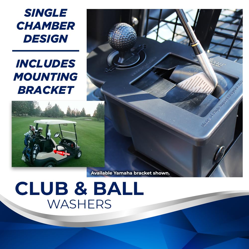 Club Clean - Ball And Club Cleaner With Universal Bracket For Golf Car,Black