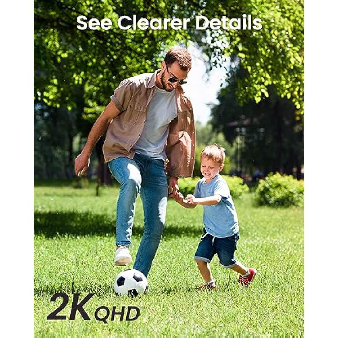 DEKCO 2K Security Camera Outdoor with Motion Tracking, Pan-Tilt 360° View, CCTV Camera, Sound-Lights Alarm, Home WiFi Camera, Color Night Vision (1-Pack)