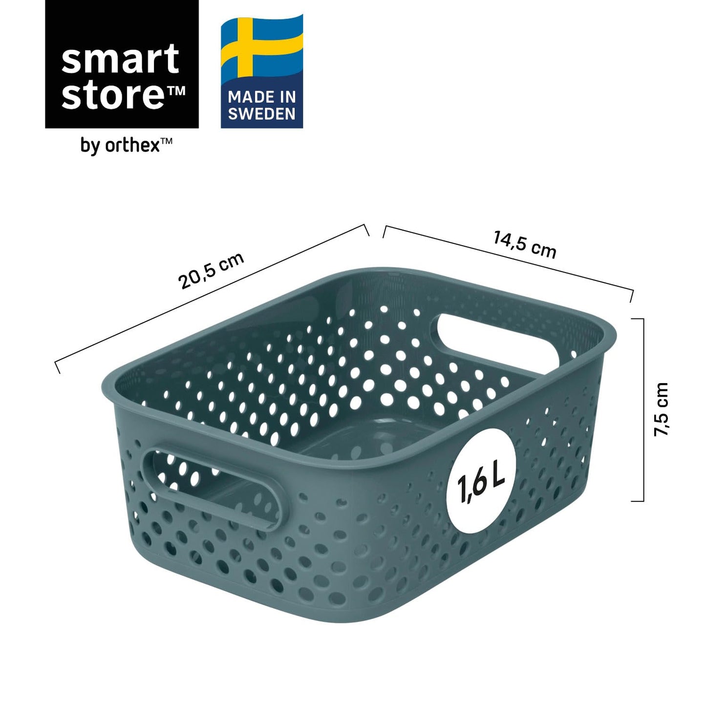 SmartStore Storage Basket with Handles in Grey 10 x 1,6L (20,5x14,5x7,5cm) | Storage Bin From Recycled Plastic | Essence S Storage Box