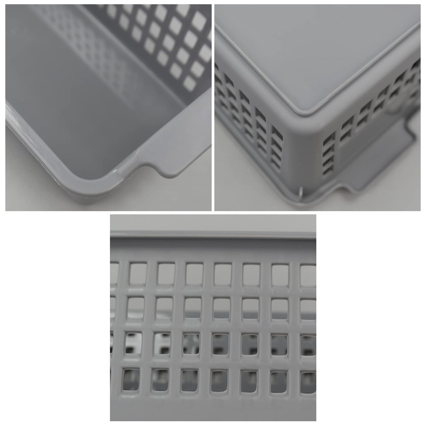 Farmoon 6 Packs Small Plastic Storage Baskets, Slim Desktop Basket, Grey