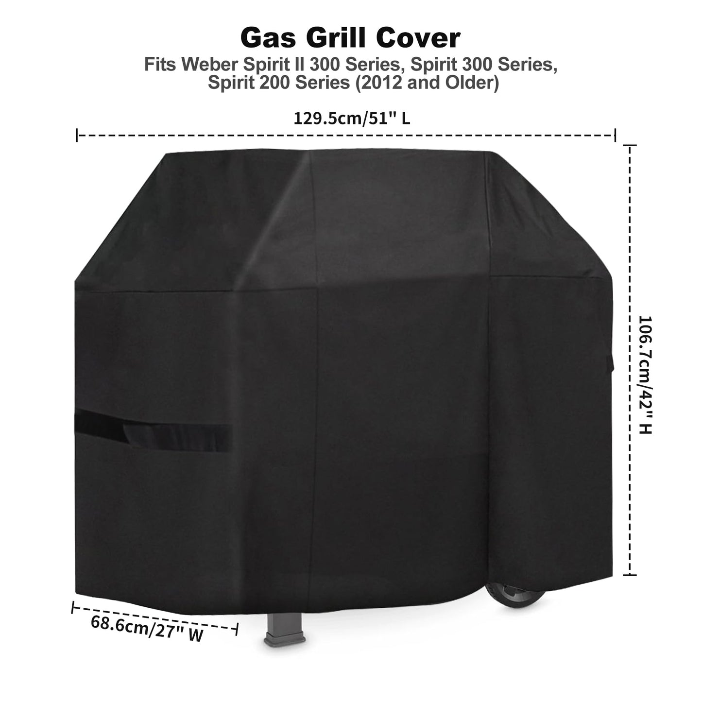 onlyfire BBQ Cover, Grill Covers Waterproof and Heavy Duty Barbecue Cover Fits Weber7139, Spirit 300 Series