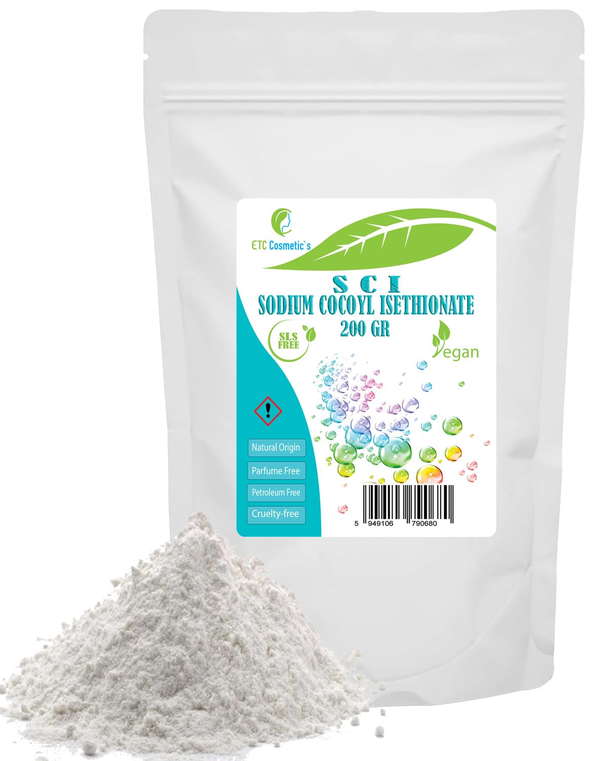Sodium cocoyl isethionate SCI ? 200 Gr - Used in Various Bath preparations, Suitable for Sensitive Skin (200 Gr)