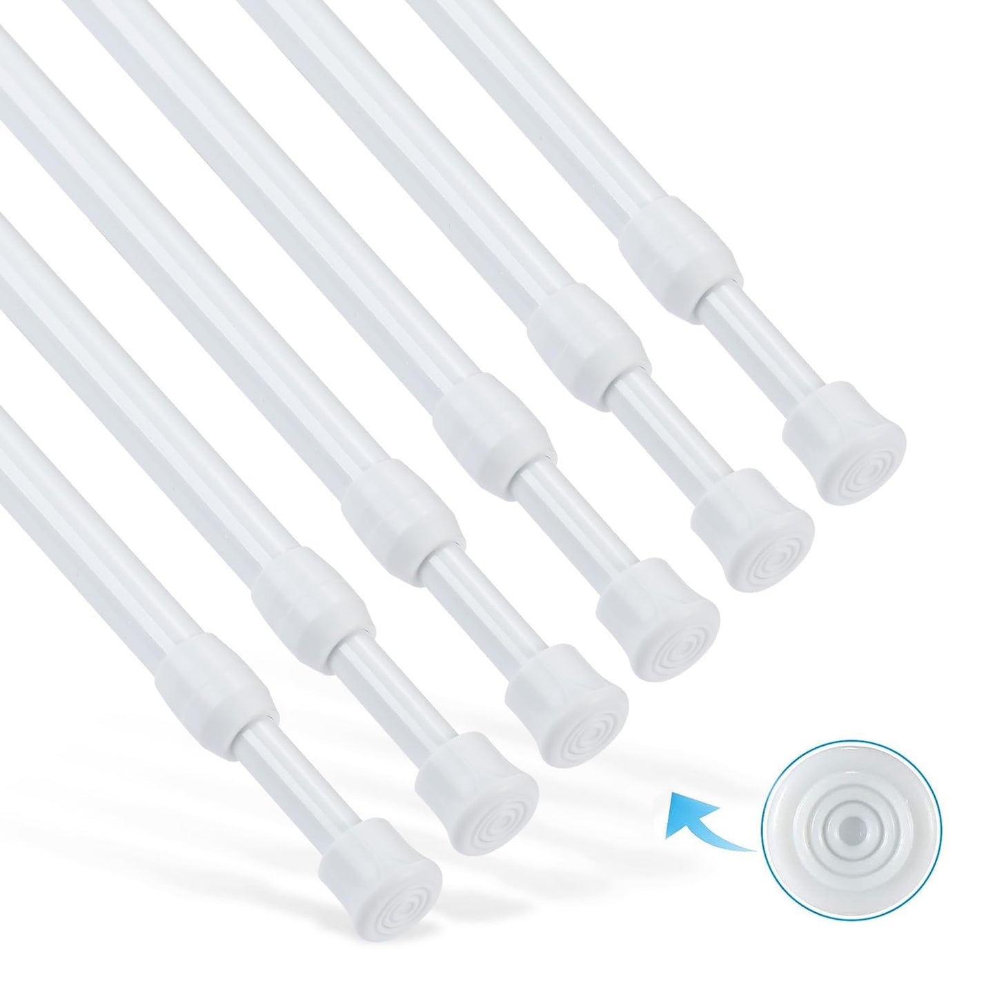 6Pcs Tension Rod, Goowin 55-90 cm Tension Curtain Rod, No Drilling Rustproof Spring Small Tension Rod, Adjustable Tension Rods for Closet, Kitchen,