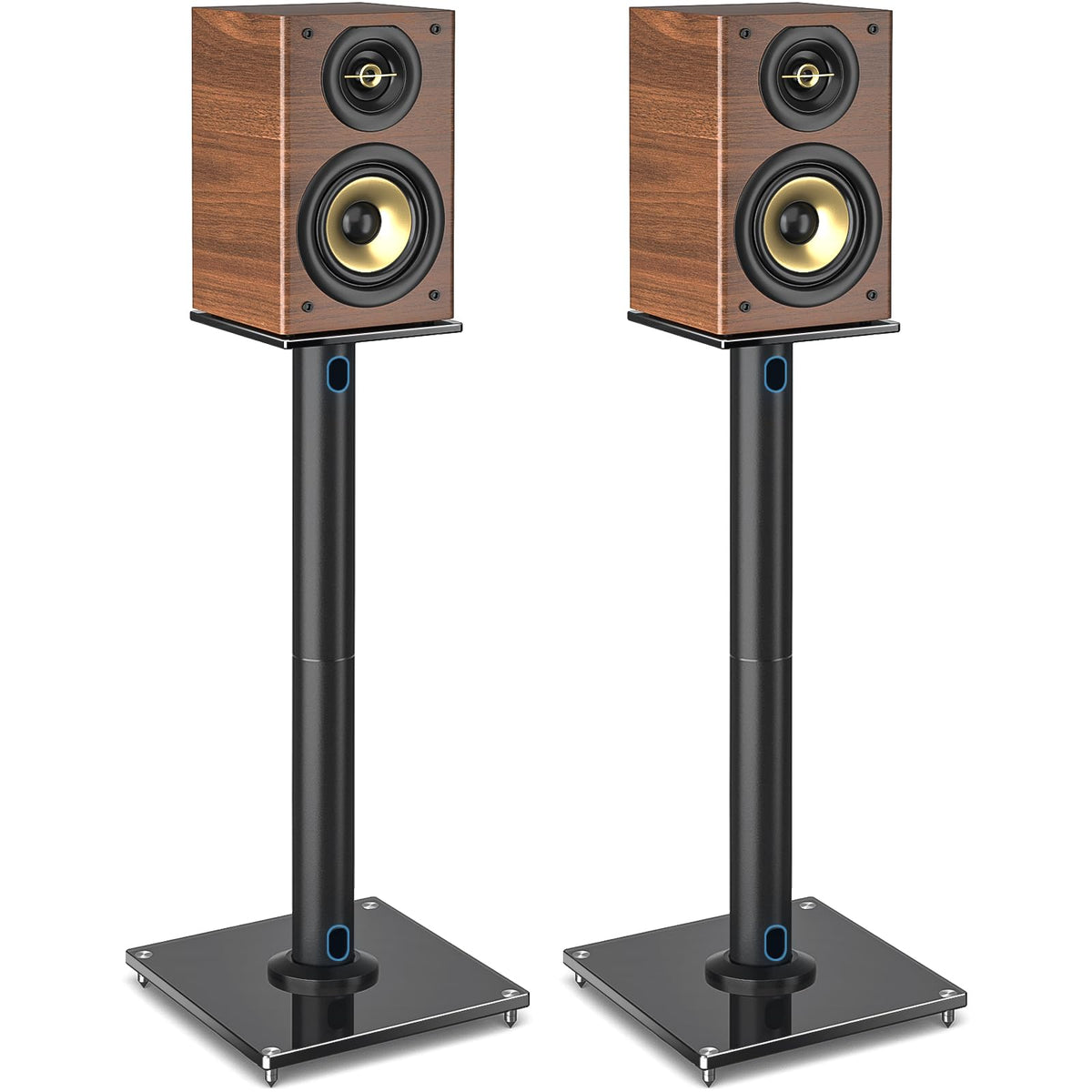 RFIVER Universal Floor Speaker Stands 28 Inch for Surround Sound - Holds Satellite & Small Bookshelf Speakers up to 10kgs - Cable Management - Easy