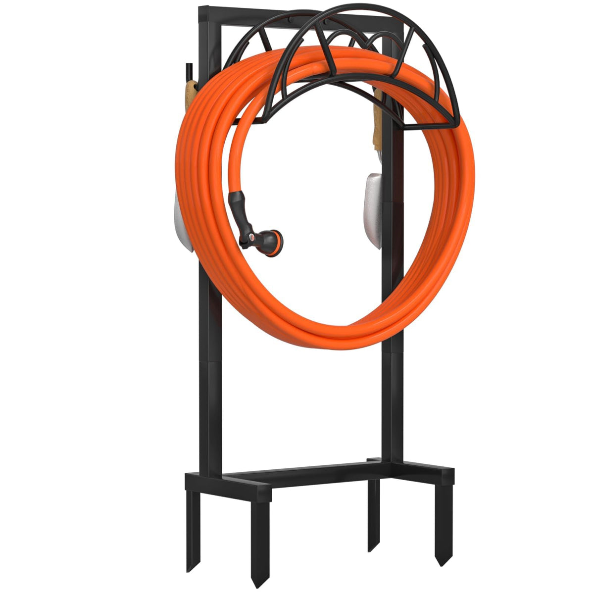VyGrow Garden Hose Holder, Freestanding, Robust Outdoor Water Hose Holder, Improved Metal Hose Stand with 4 Spikes, Removable Garden Hose Storage Hose