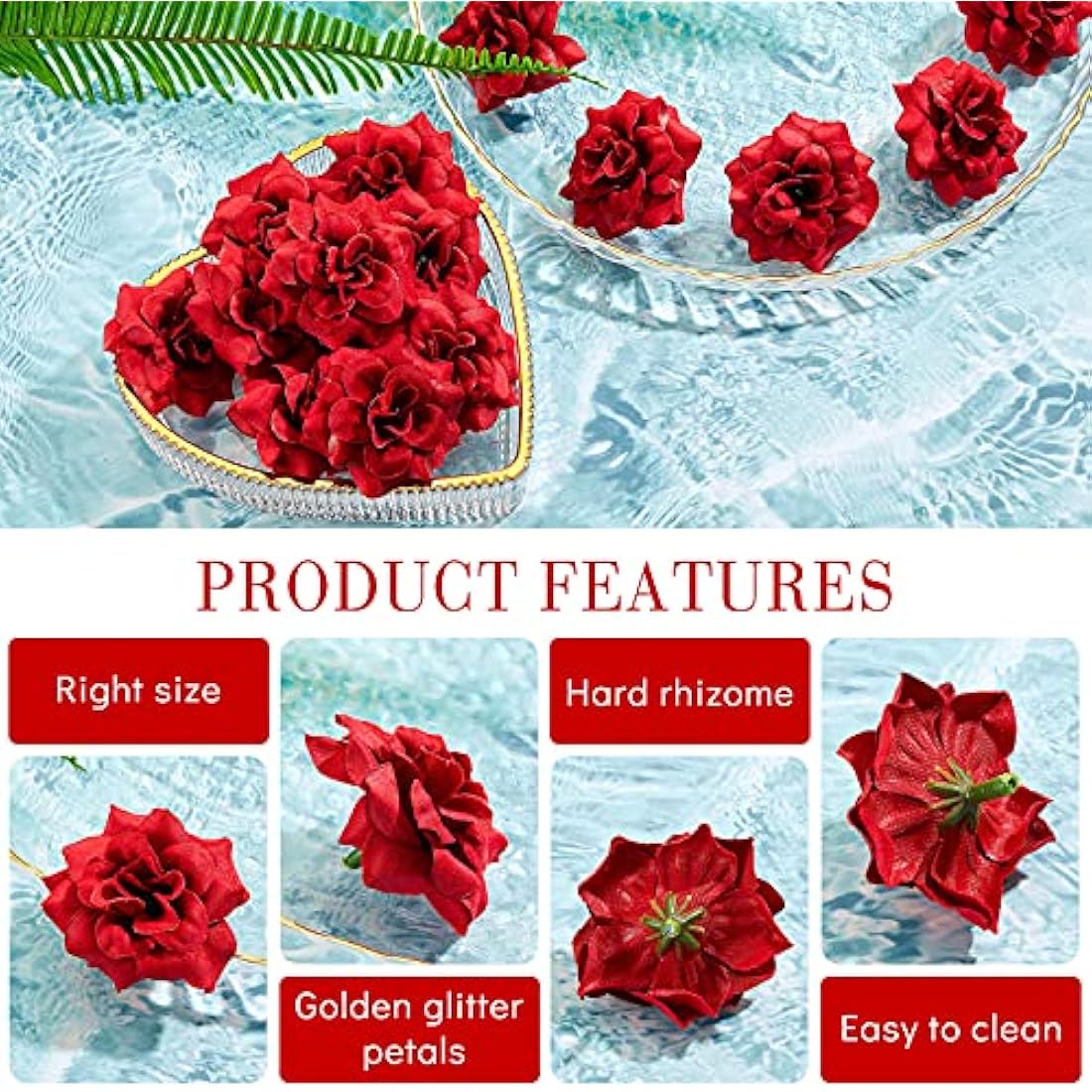 Syhood 100 Pieces 1.77" Red Artificial Roses Head Bulk Small Silk Fake Rose Buds for Decoration, DIY Crafts, Wedding Centerpieces Bridal Shower Party Home Garland Decor