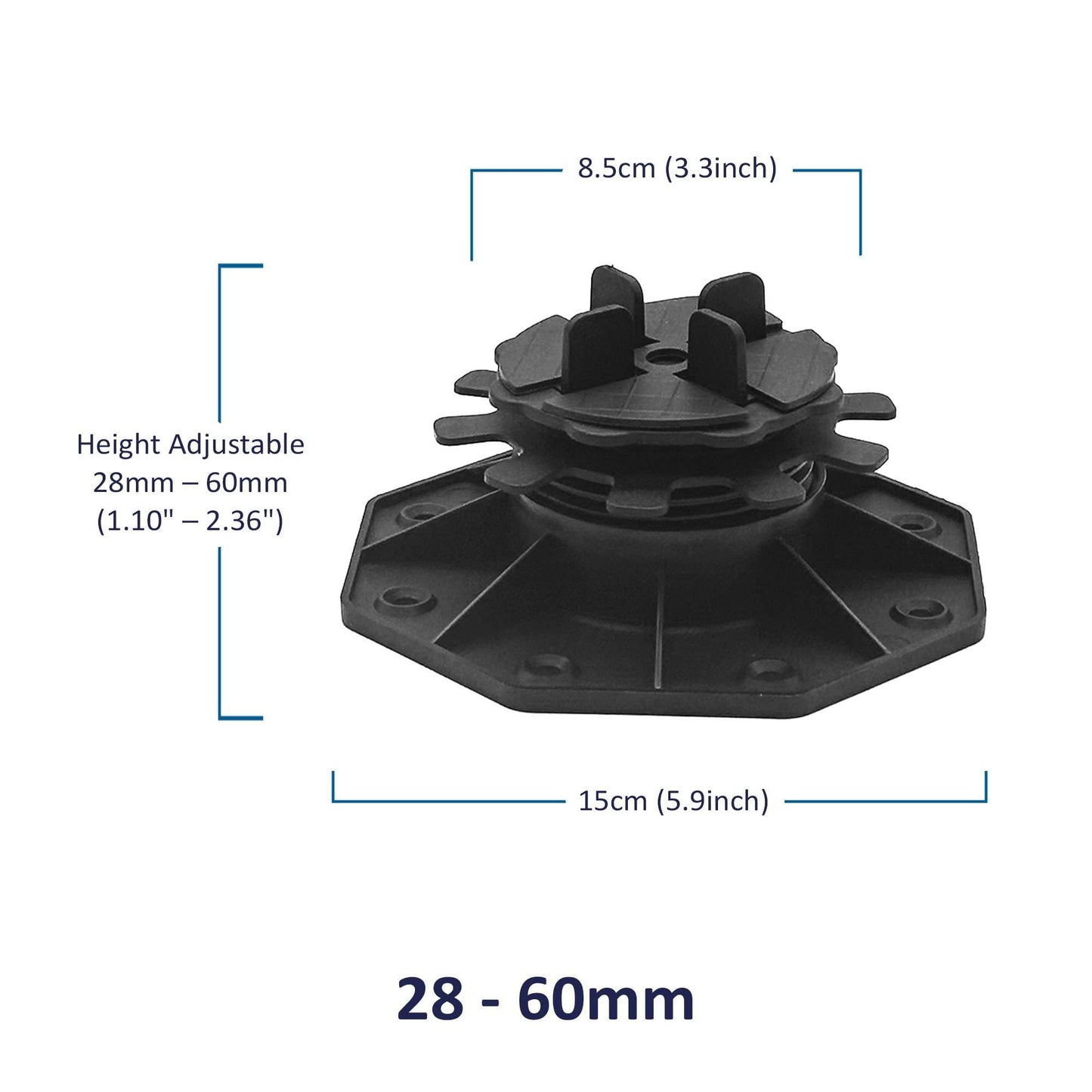 Nicoman Adjustable Tile & Paver Support Pedestal – Height Adjustable, Black Heavy-Duty Plastic, Paving Leveling & Drainage System