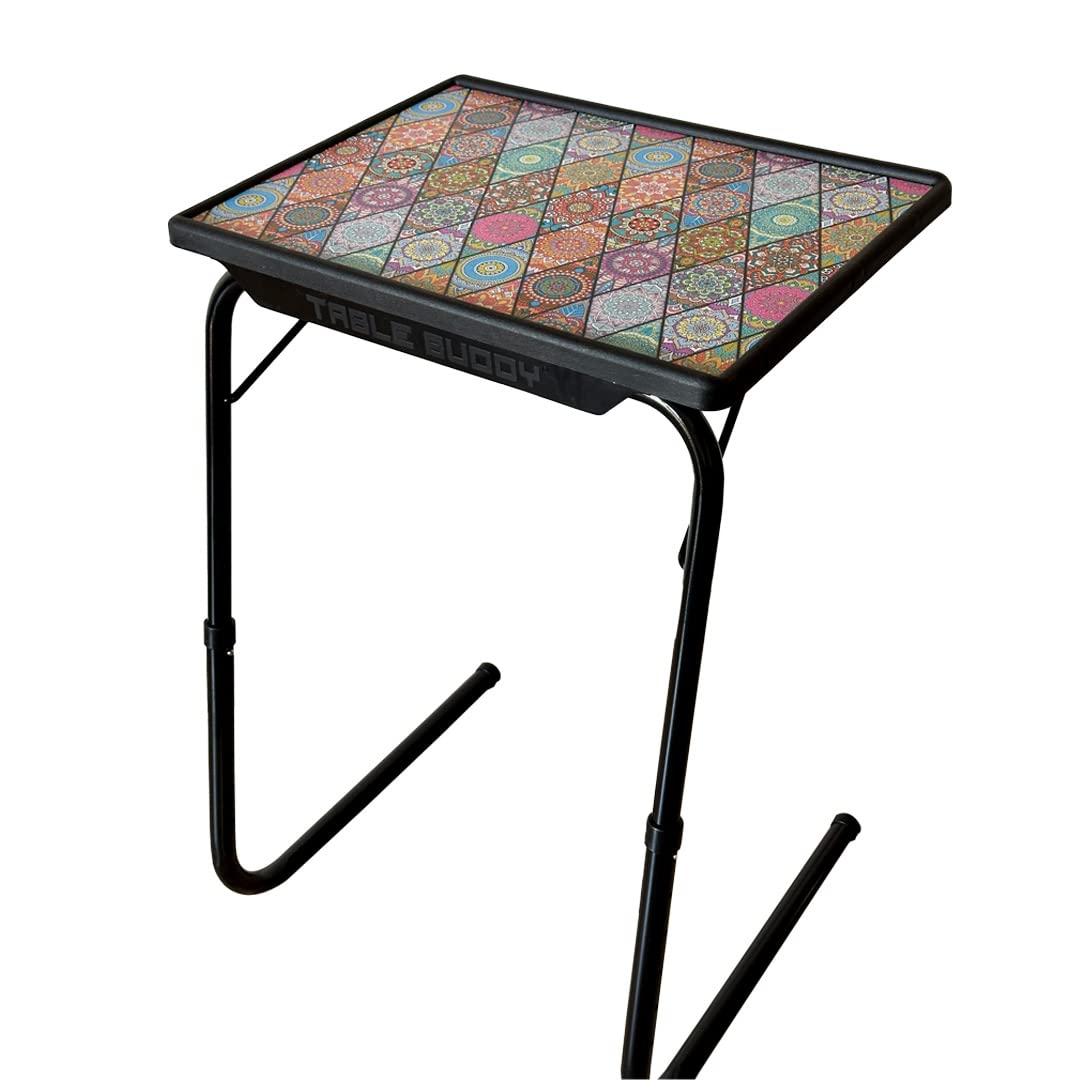 TABLE BUDDY Regular Geometic Mandala Design Large Adjustable Folding Laptop Table 52.50 cm x 40 cm table-top, 6 position height, 3 tilt