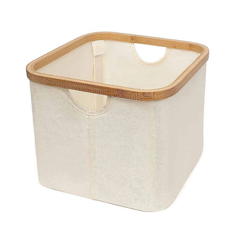 LIN HOME RS22110 Stackable Organizer Boxes with Soft Structure Canvas and Stable Bombu Frame Foldable Closet Organizer for Bathroom or Bedroom
