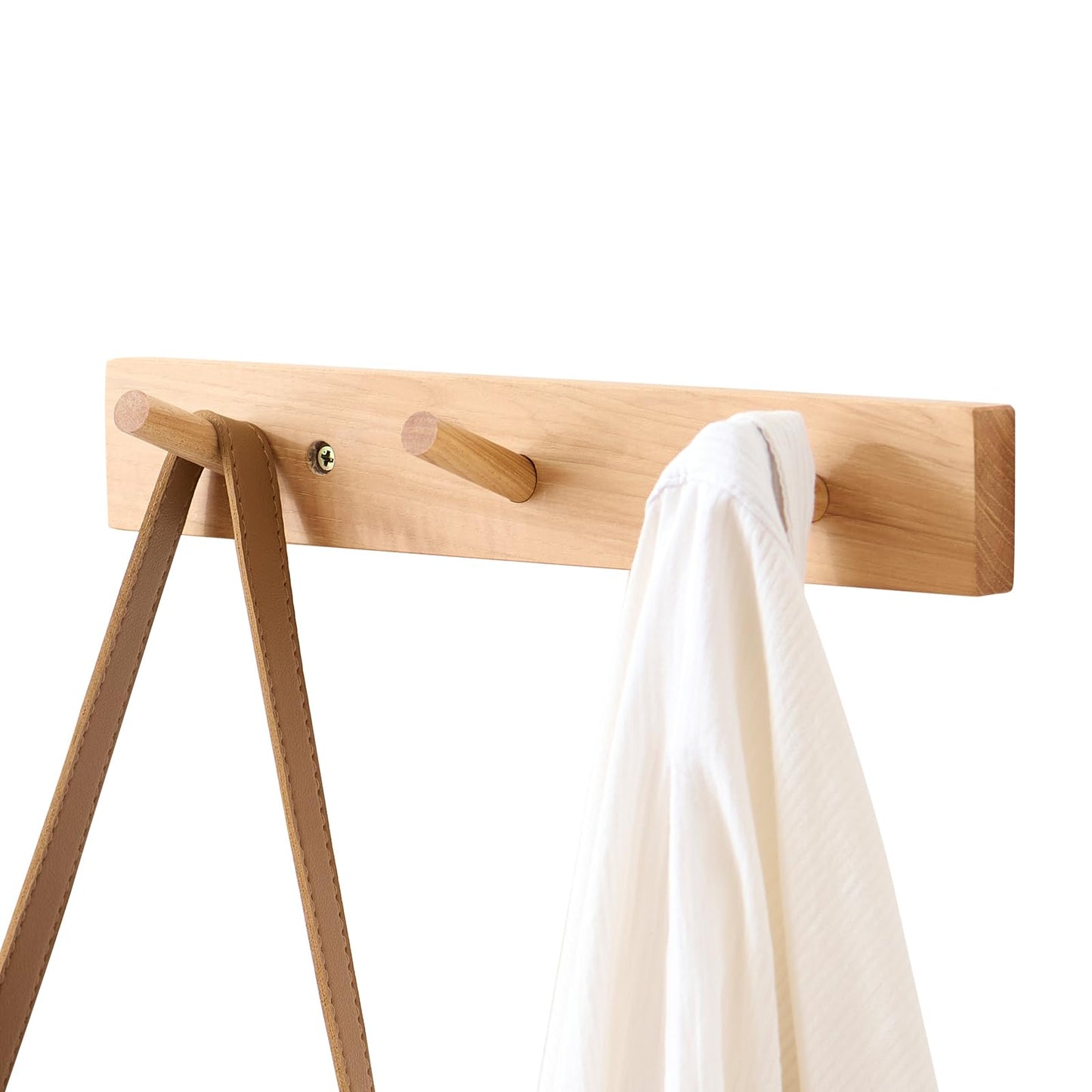 TREOAKWIS Coat Hooks Wall Mounted, 30cm Wooden Coat Rack with 3 Hooks