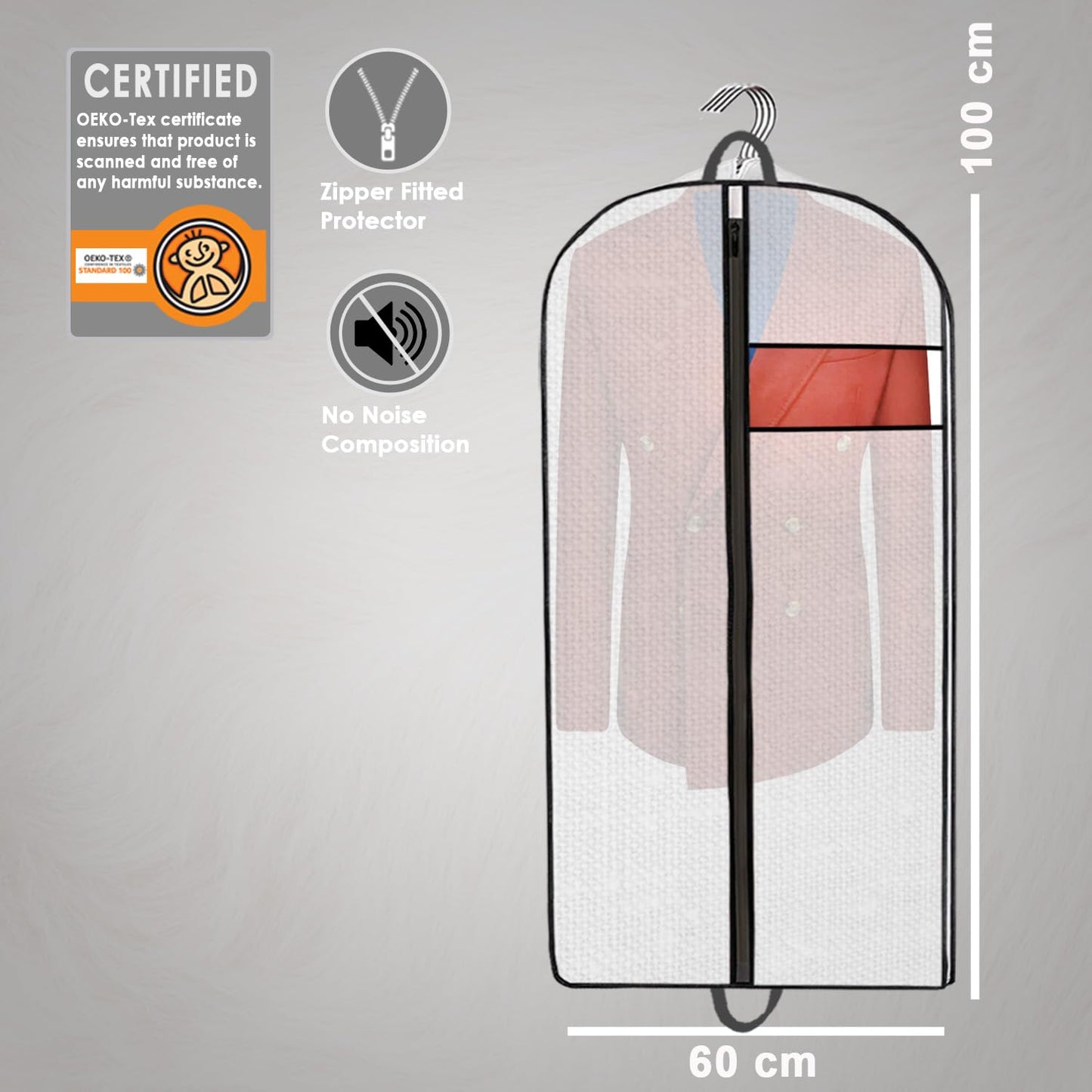 Clothes Bags 6 Pack | Suit Covers for Hanging Storage, Polypropylene Garment Dress Bags with Full Zip, Reusable Translucent Clothes Covers