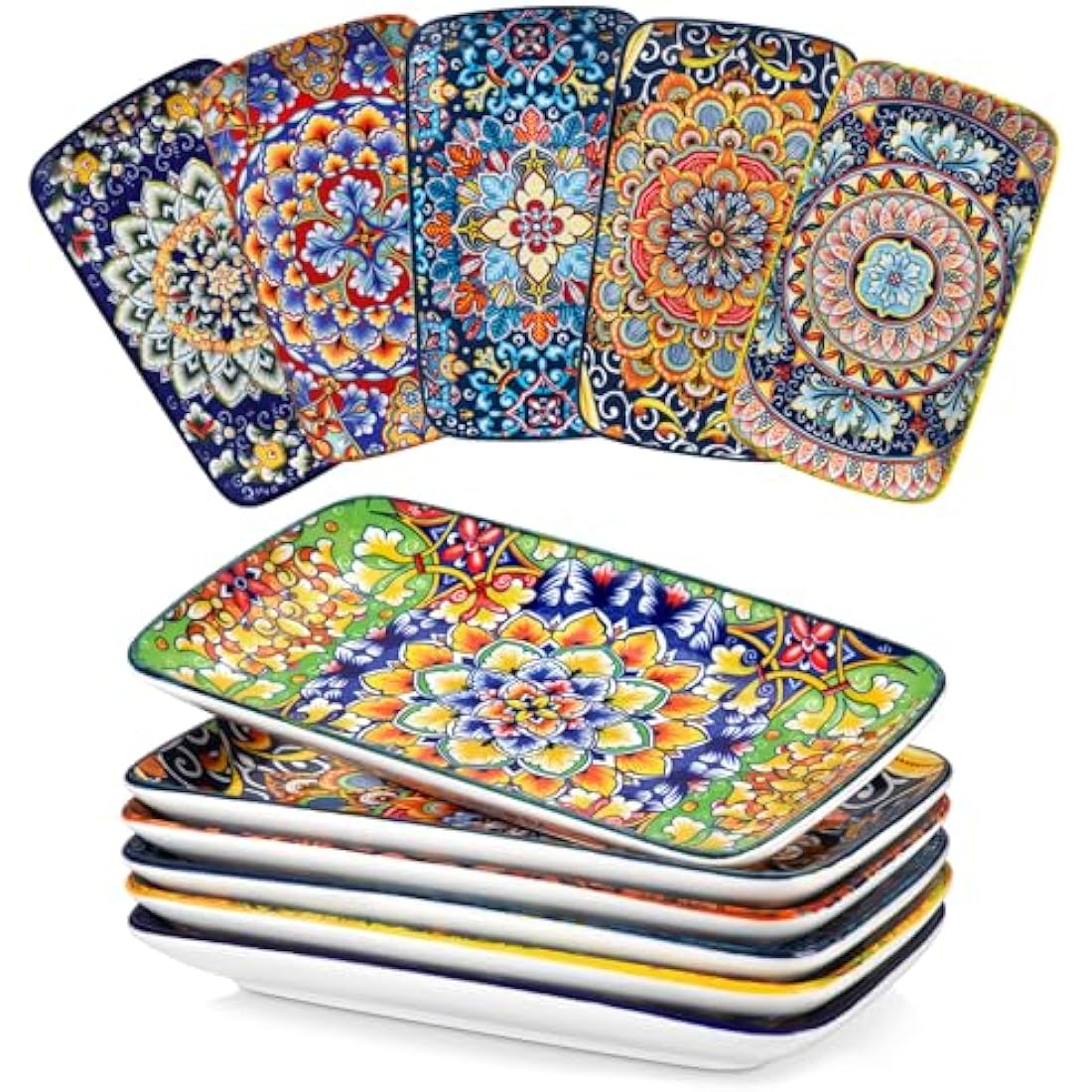 vancasso SIMI Serving Platter, 9.5 in Small Serving Dishes, Porcelain Rectangle Serving Plates Set of 6, Dishwasher and Microwave Safe, Sushi Platters for Party