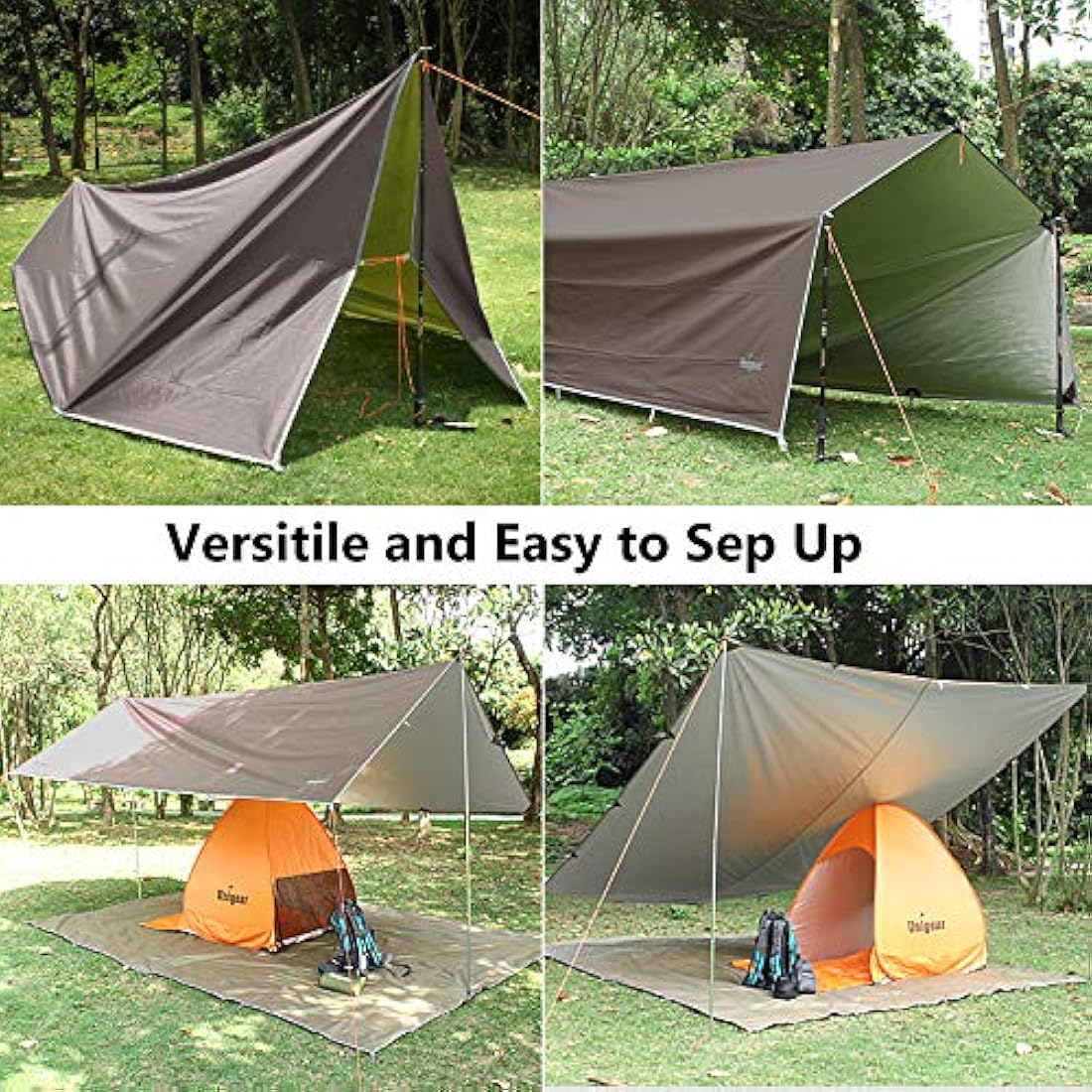 Unigear Tarp Rain Fly Tarp Waterproof Tent Cover Hiking Shelter Foldable Lightweight Waterproof for Camping and Protection Against Rain, Snow and Sun