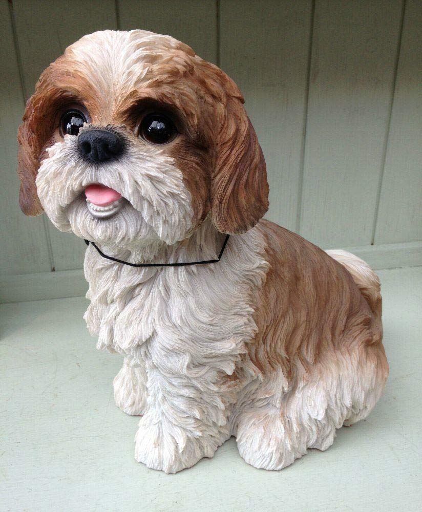 Vivid Arts Sitting Shih Tzu Dog Resin Ornament - Brown/White