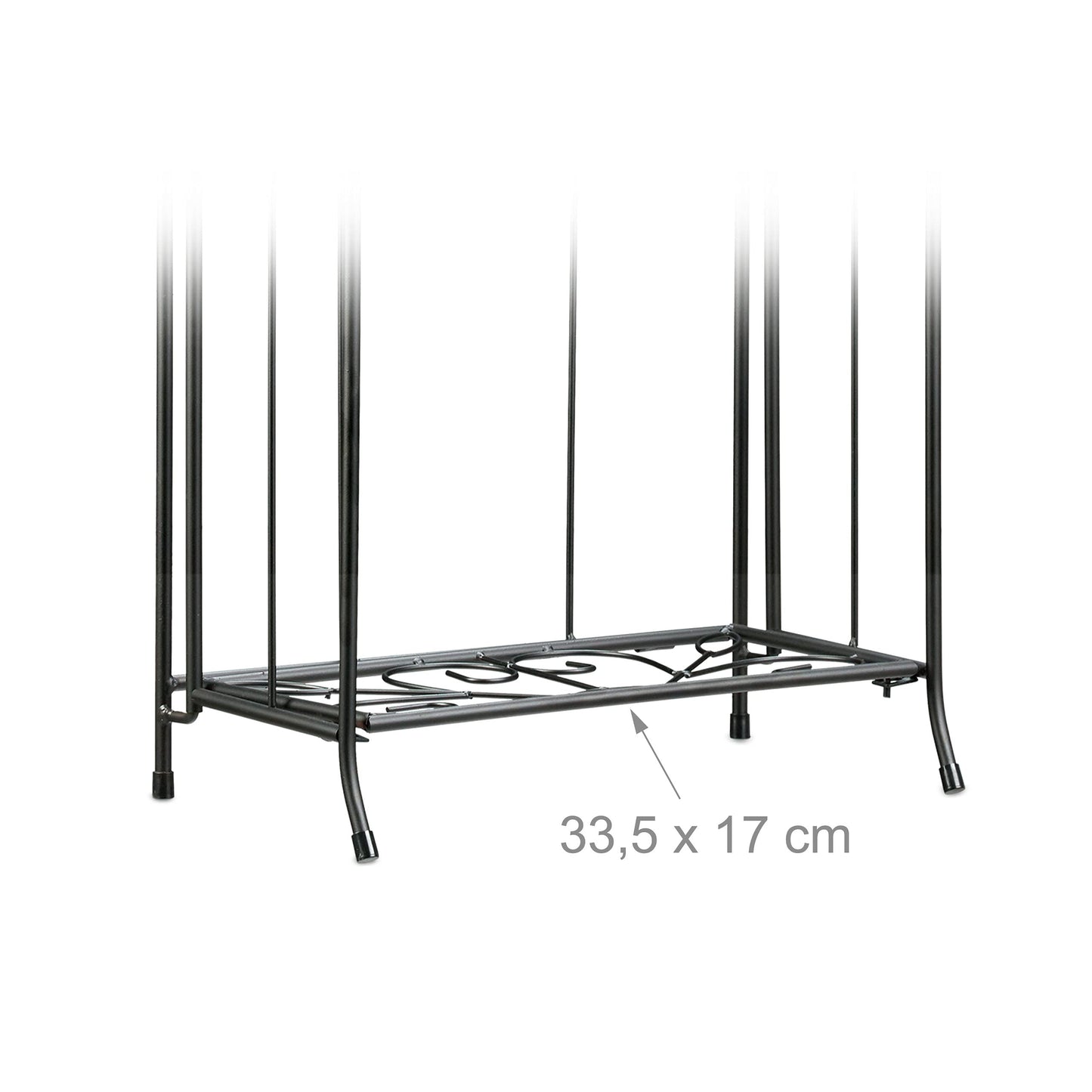 Relaxdays Metal Flower Stand with 2 Tiers, for Potted Plants, Balcony Decor, Outdoor, Freestanding, 64.5 x 33.5 x 18cm, Black