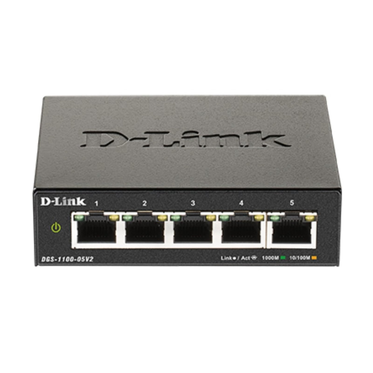 D-Link DGS-1100-05V2 5-Port Gigabit Smart Managed Switch with VLAN support, layer 2 features, QoS, 802.3az EEE, Fanless