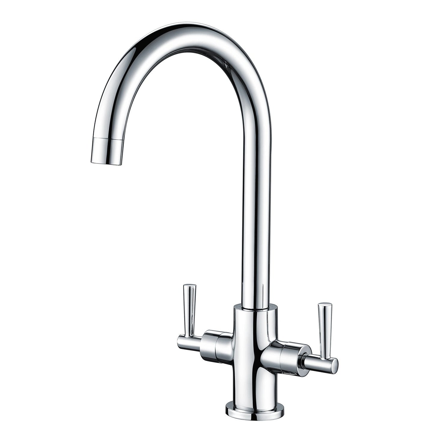 Hapilife Kitchen Sink Mixer Tap Monobloc Dual Lever Chrome 360? Swivel Spout Mono Kitchen Mixer Taps 1 Hole Twin Lever Sink Tap Stainless Steel