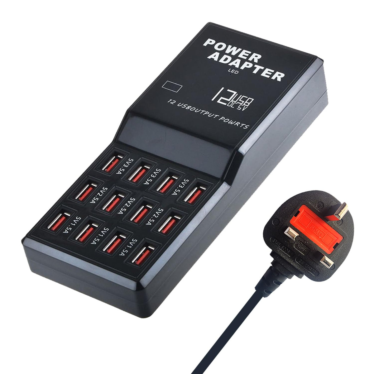 Balabaxer USB Charger,12-Port 60W Multiple USB Charging Station,Multi Ports Charger Charging for Smartphones?Tablets?and Other Devices.