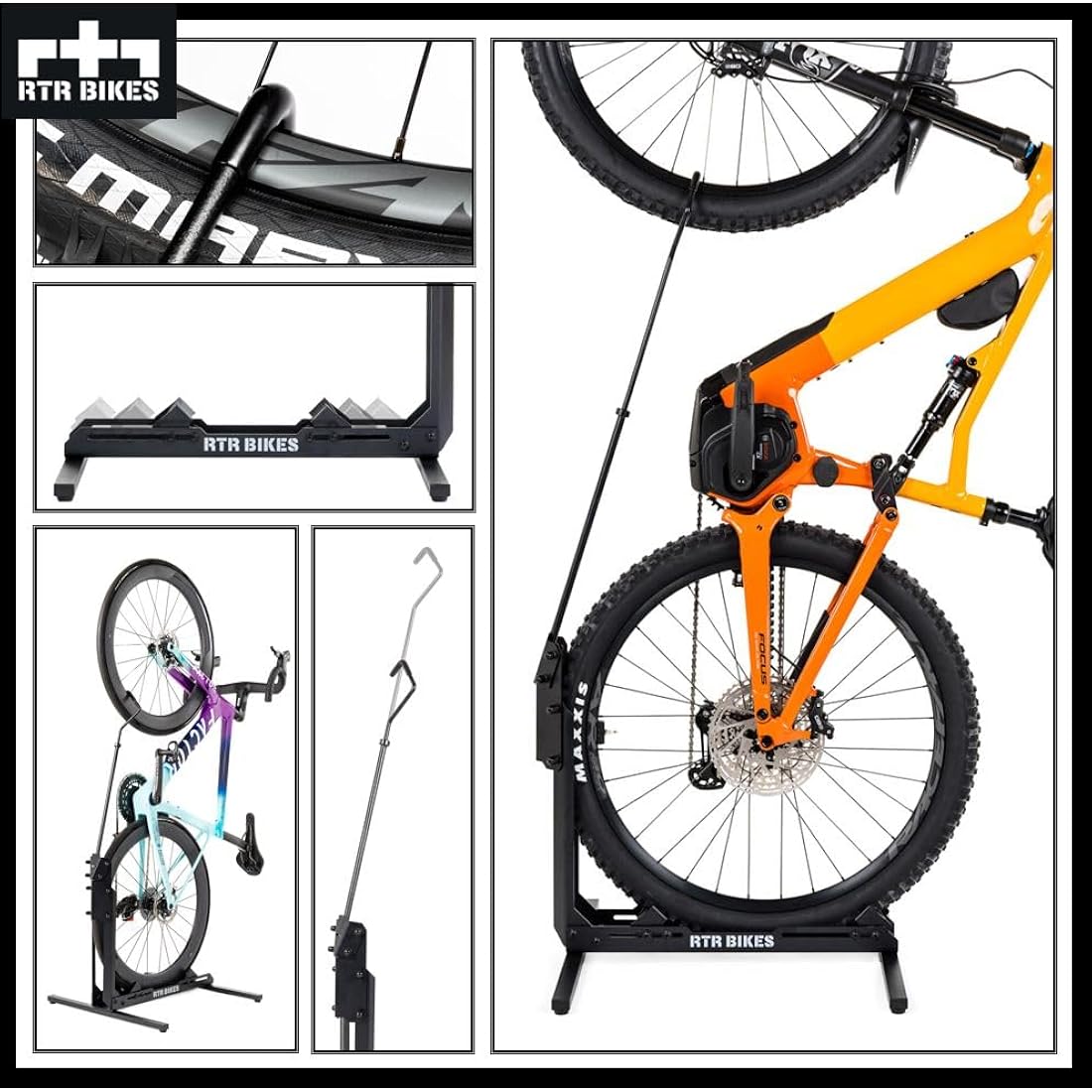 RTR BIKES BRUTUS UP Professional Freestanding Bicycle Stand - Ideal for Your Garage, Home or Bicycle Shop