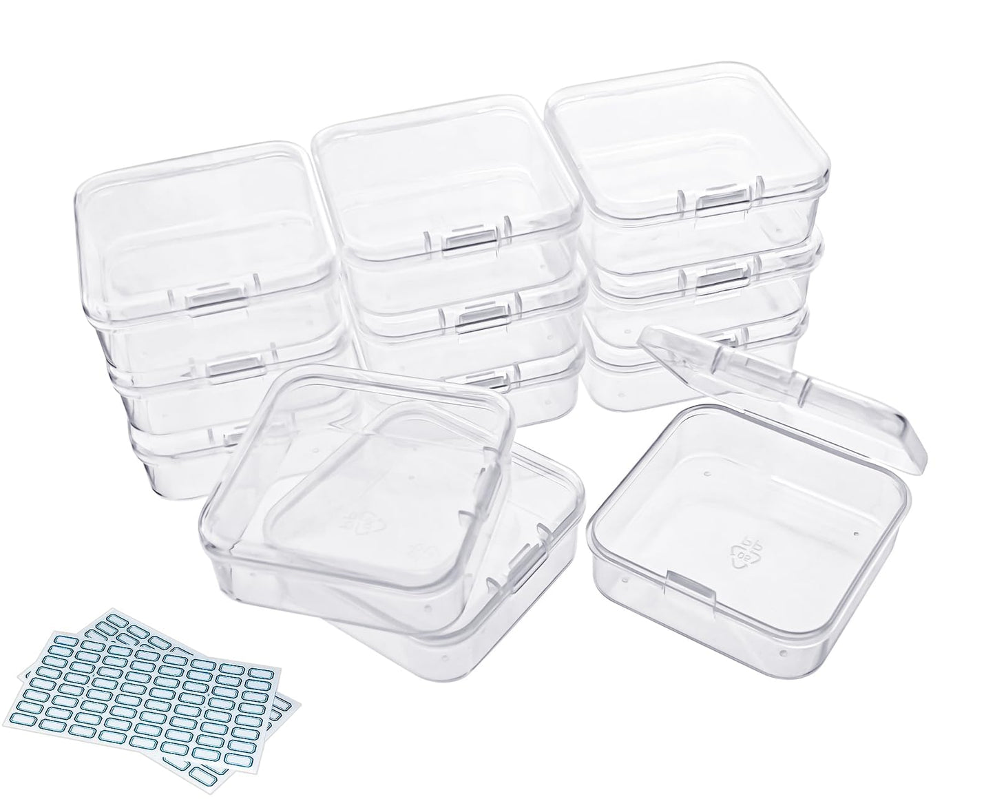 DUOFIRE Small Storage Boxes with Lids, 12 Pieces, 8.4 x 8.4 x 2.7 cm