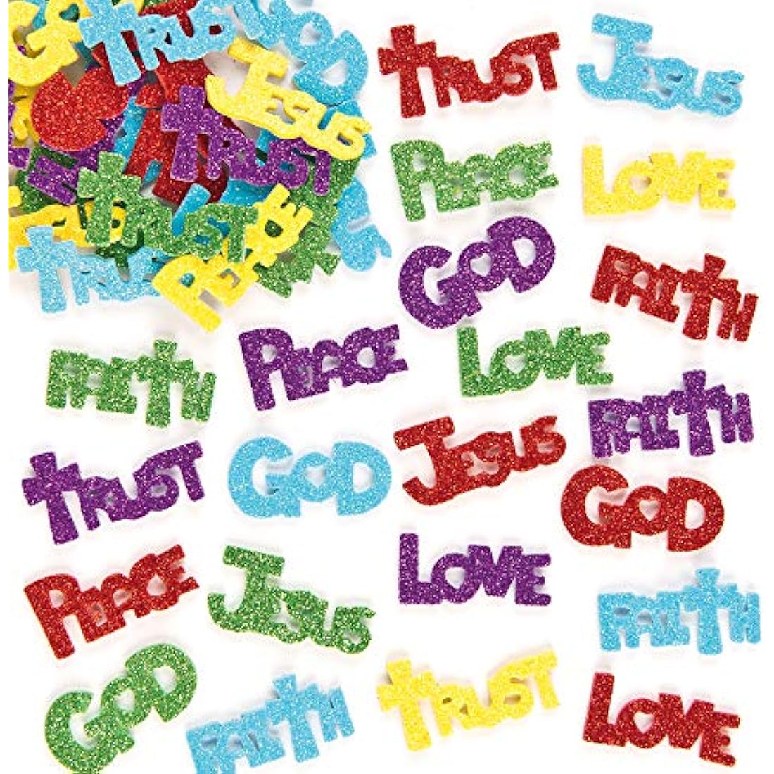 Baker Ross ET203 Inspirational Glitter Foam Stickers Self-Adhesive Shapes Kid's Craft Embellishments for Decorating & Card Making - Pack of 150