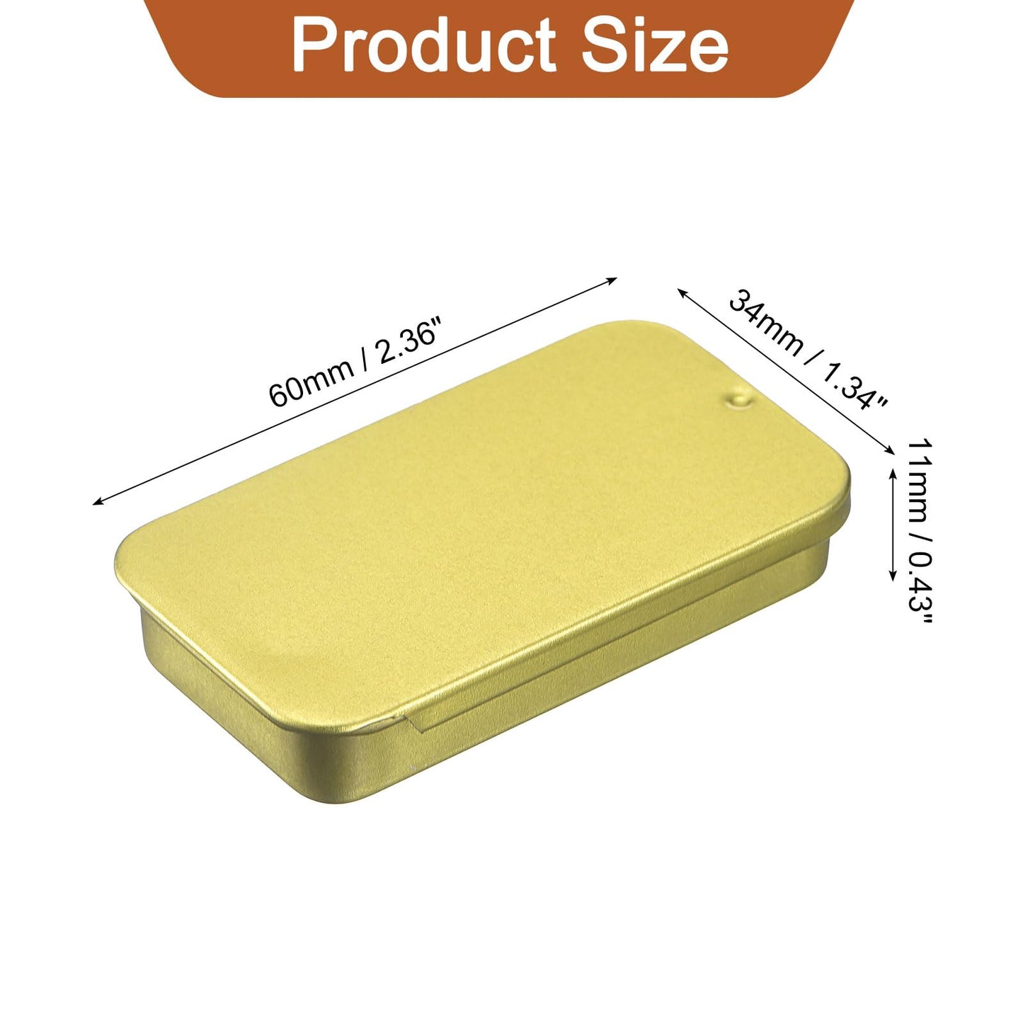 sourcing map 4 Pcs Metal Tin Box Container, 2.4x1.3x0.4 Inch Slide Top Tin Containers Empty Rectangular Storage Box Portable Mini Tin Case for Candy
