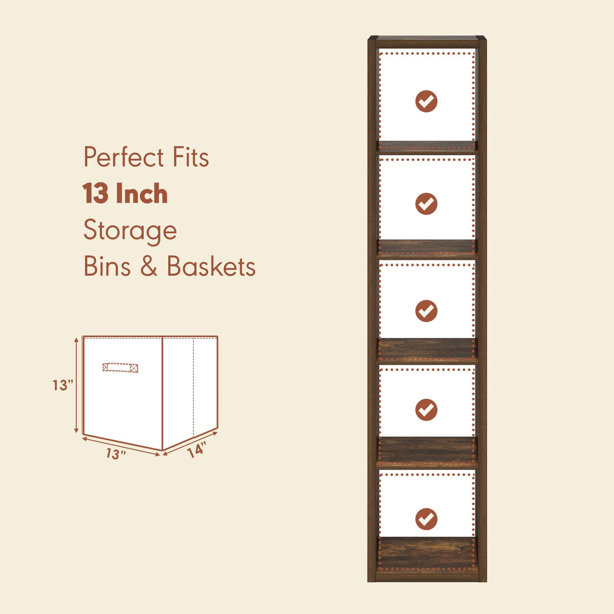 Furinno CUBICLE Record Player Stand with Vinyl Storage, 5-Cube 1.2 Extra Thick Vinyl Record Storage