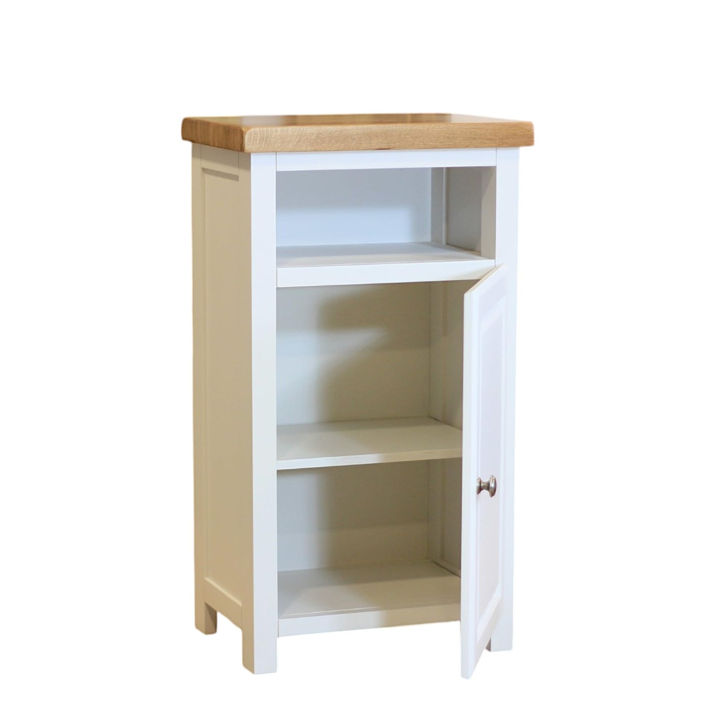 GROF GROFurniture Snow White Slim Cabinet, Bathroom Storage Cabinet, Oak Painted Kitchen Cupboard, Hallway Storage Unit, Storage Cupboard